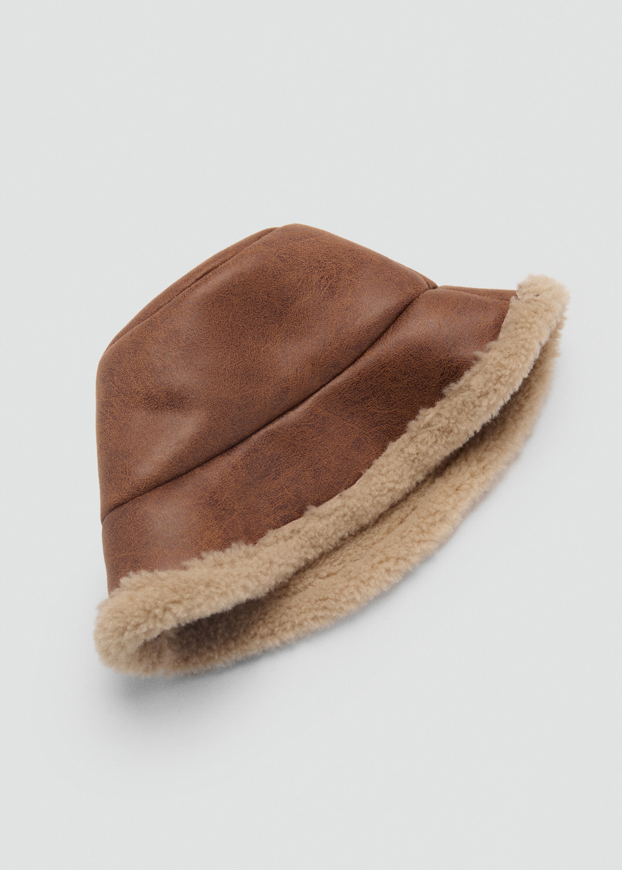 Shearling bucket hat - Details of the article 1, Brown. Ref: 77037652-00.