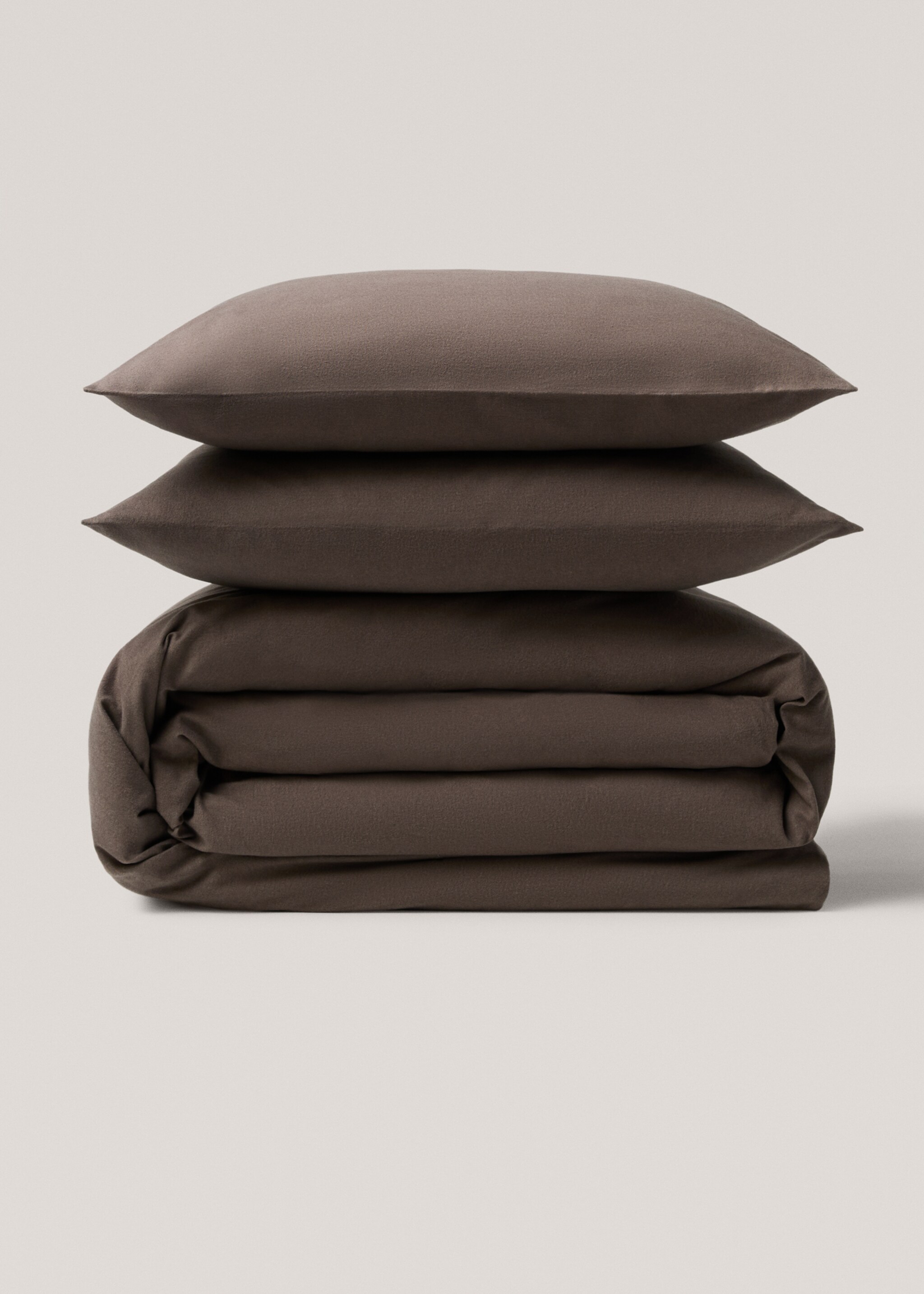 Einfarbiger Bettbezug aus Flanell für 150/160 cm Bett - Artikel ohne Model, Schokolade. Ref: 77037655-00.