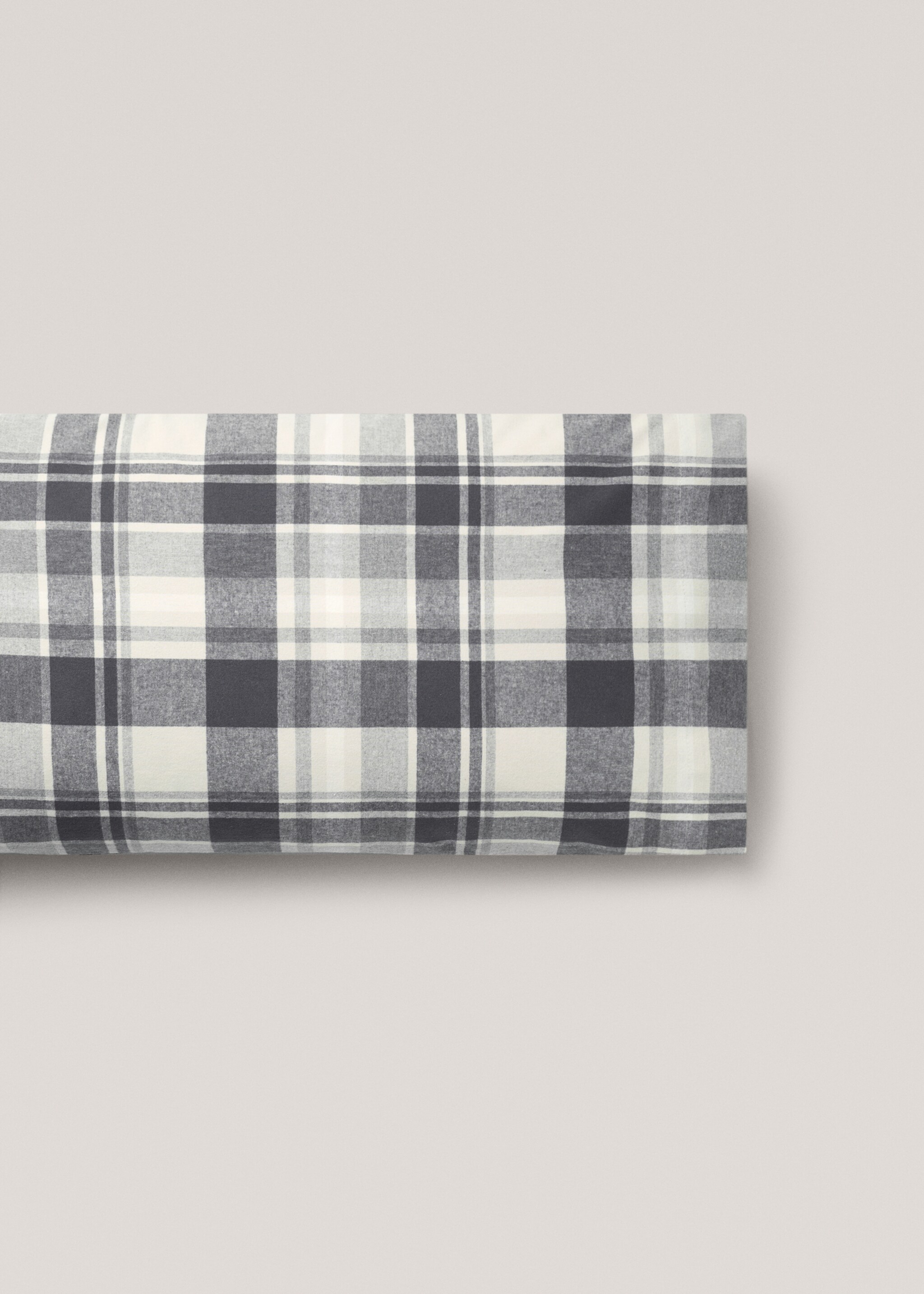 Povlak na polštář s kostkou bavlněný flanel 45 x 110 cm - Zboží bez modelu, Šedá. Ref: 77037658-00.