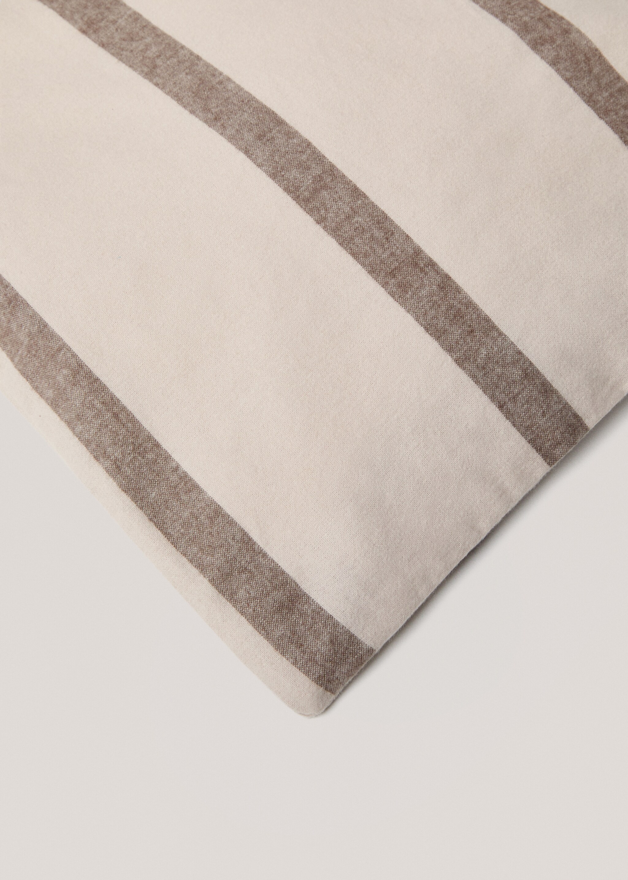 Gestreifter Bettbezug aus 100 % Baumwoll-Flanell für 150 cm Bett - Detail des Artikels 3, Beige. Ref: 77037661-00.