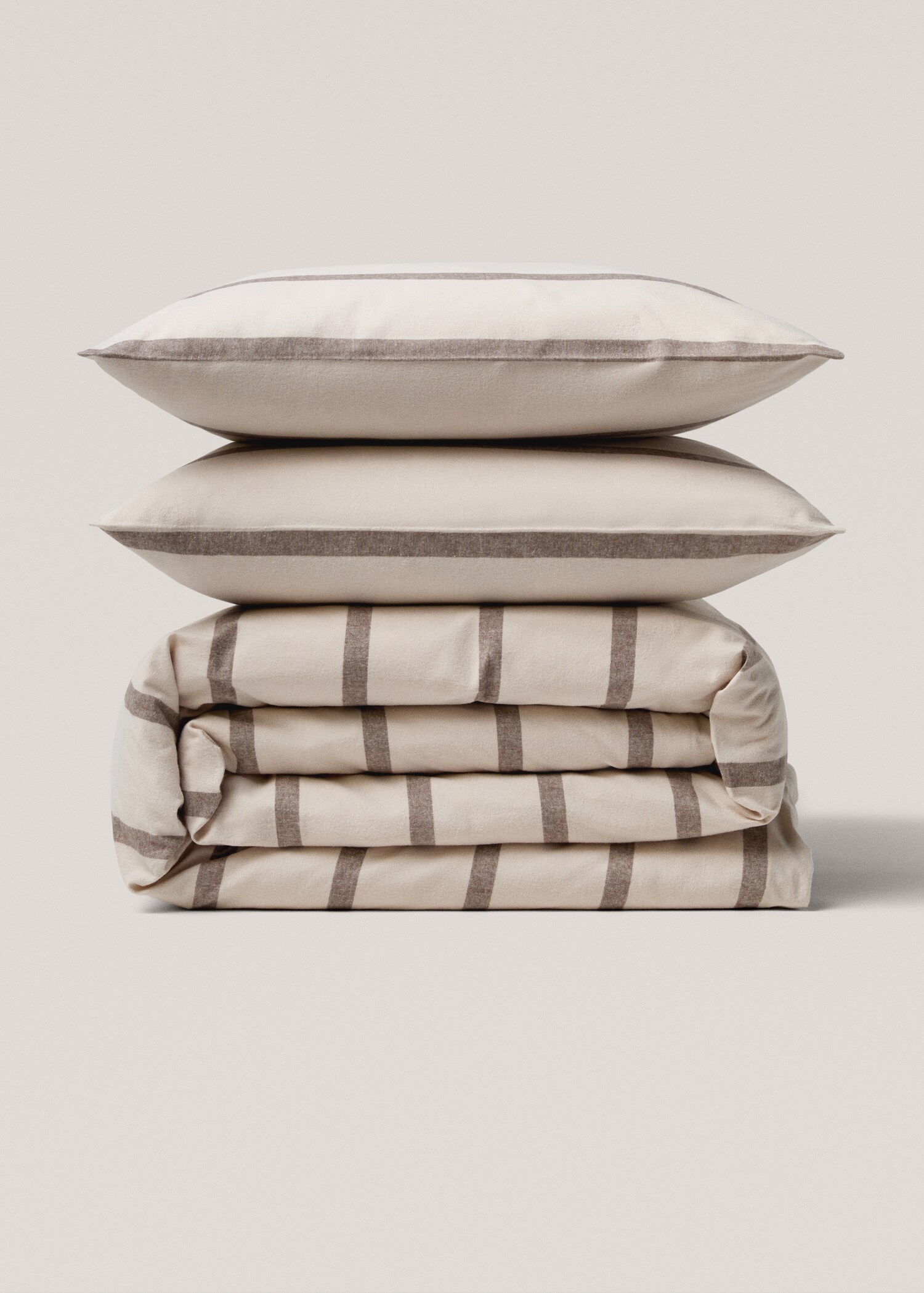 Gestreifter Bettbezug aus 100 % Baumwoll-Flanell für 90 cm Bett - Artikel ohne Model