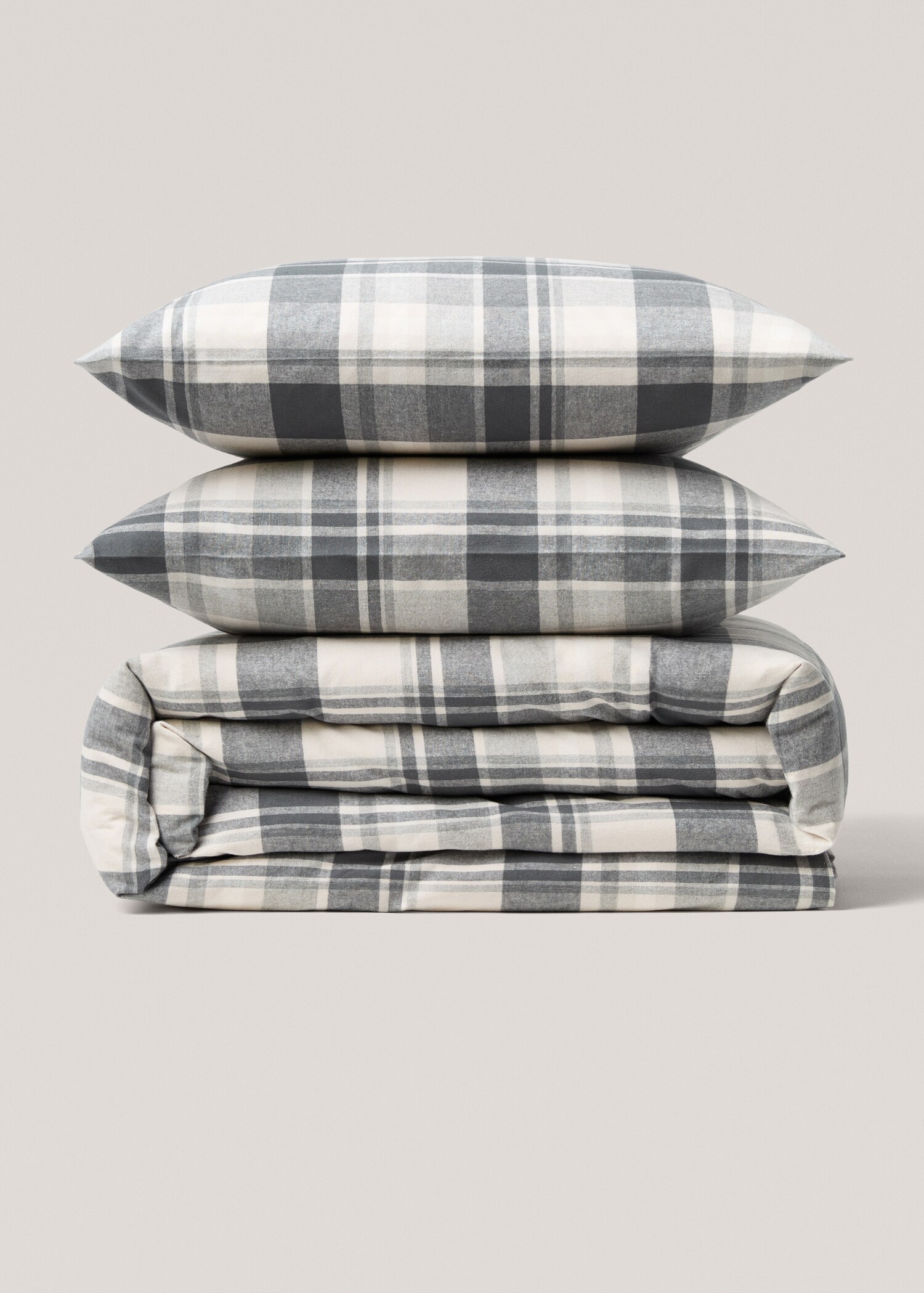 Cotton flannel check duvet cover for 150/160 cm bed - Article without model