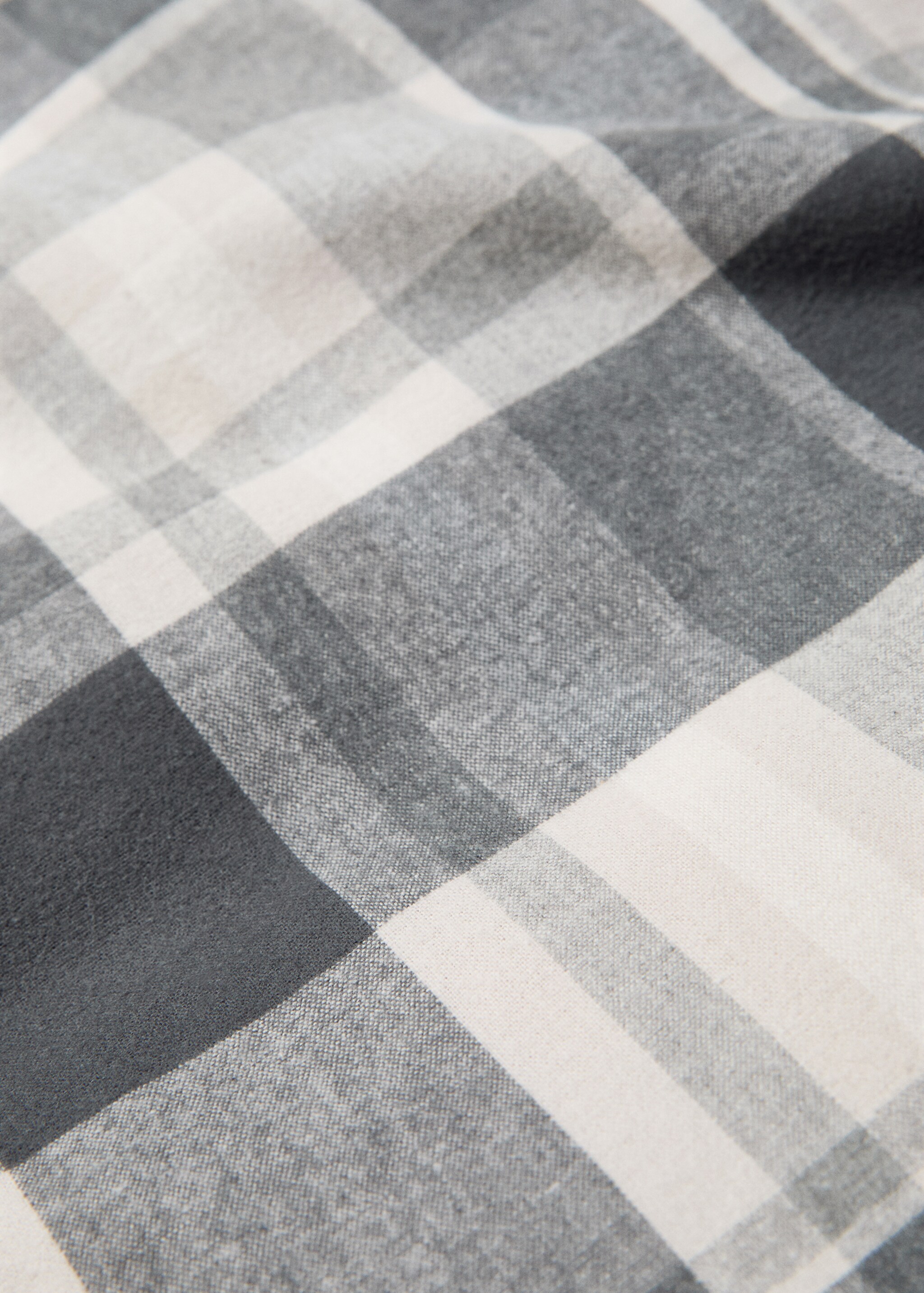 Cotton flannel check duvet cover for 150/160 cm bed - Details of the article 1, Grey. Ref: 77037665-00.