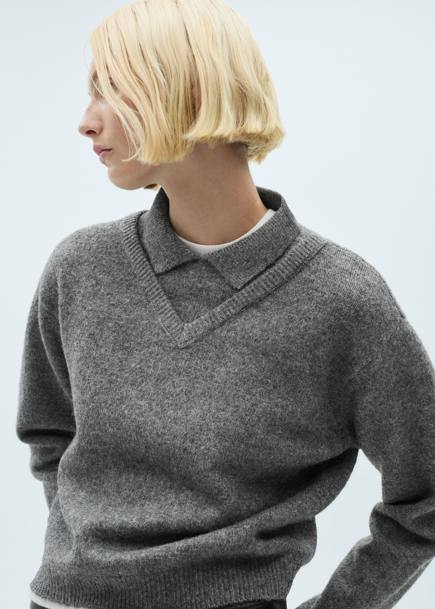 Combined shirt-collar sweater - Details of the article 1