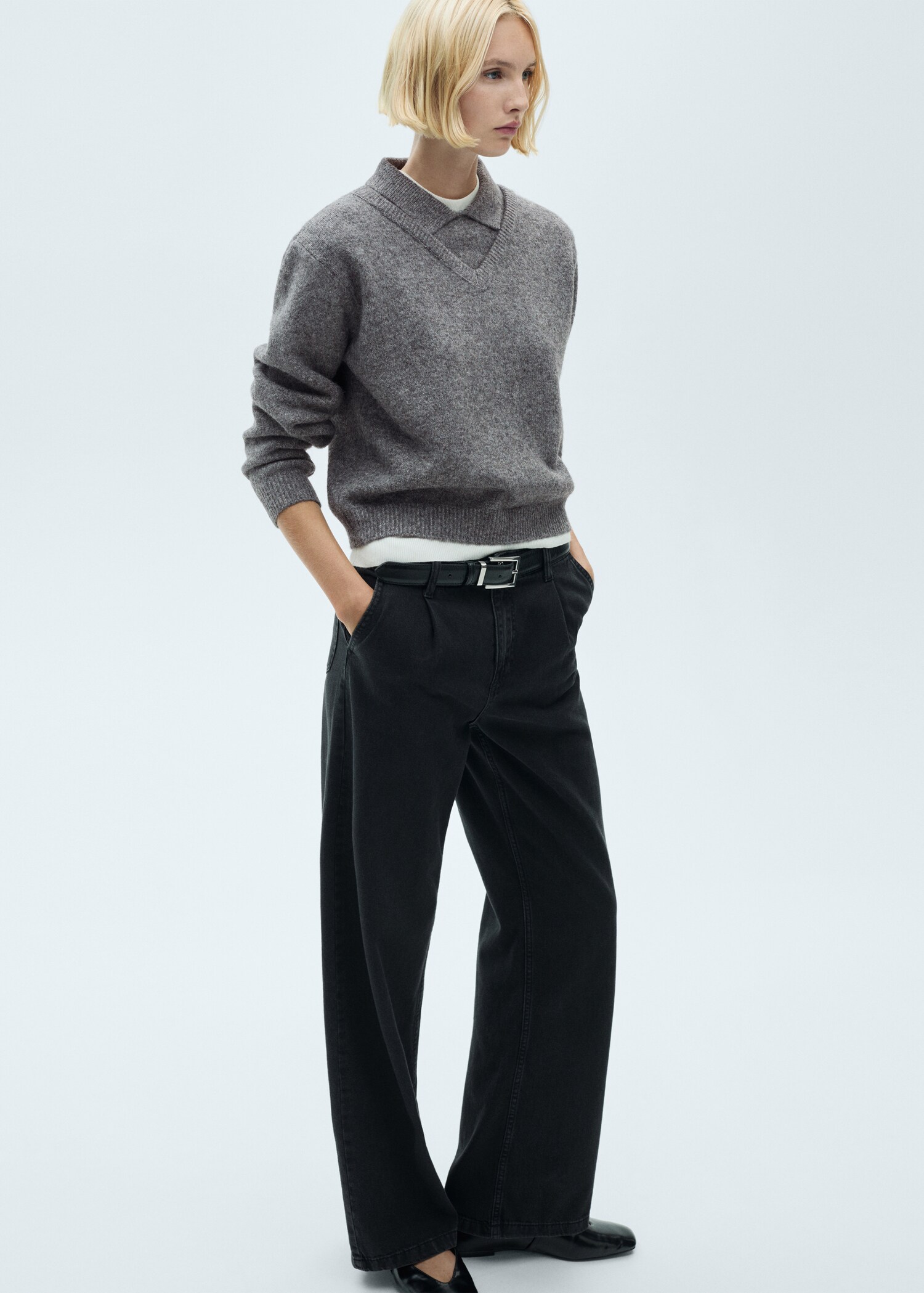 Combined shirt-collar sweater - Details of the article 6