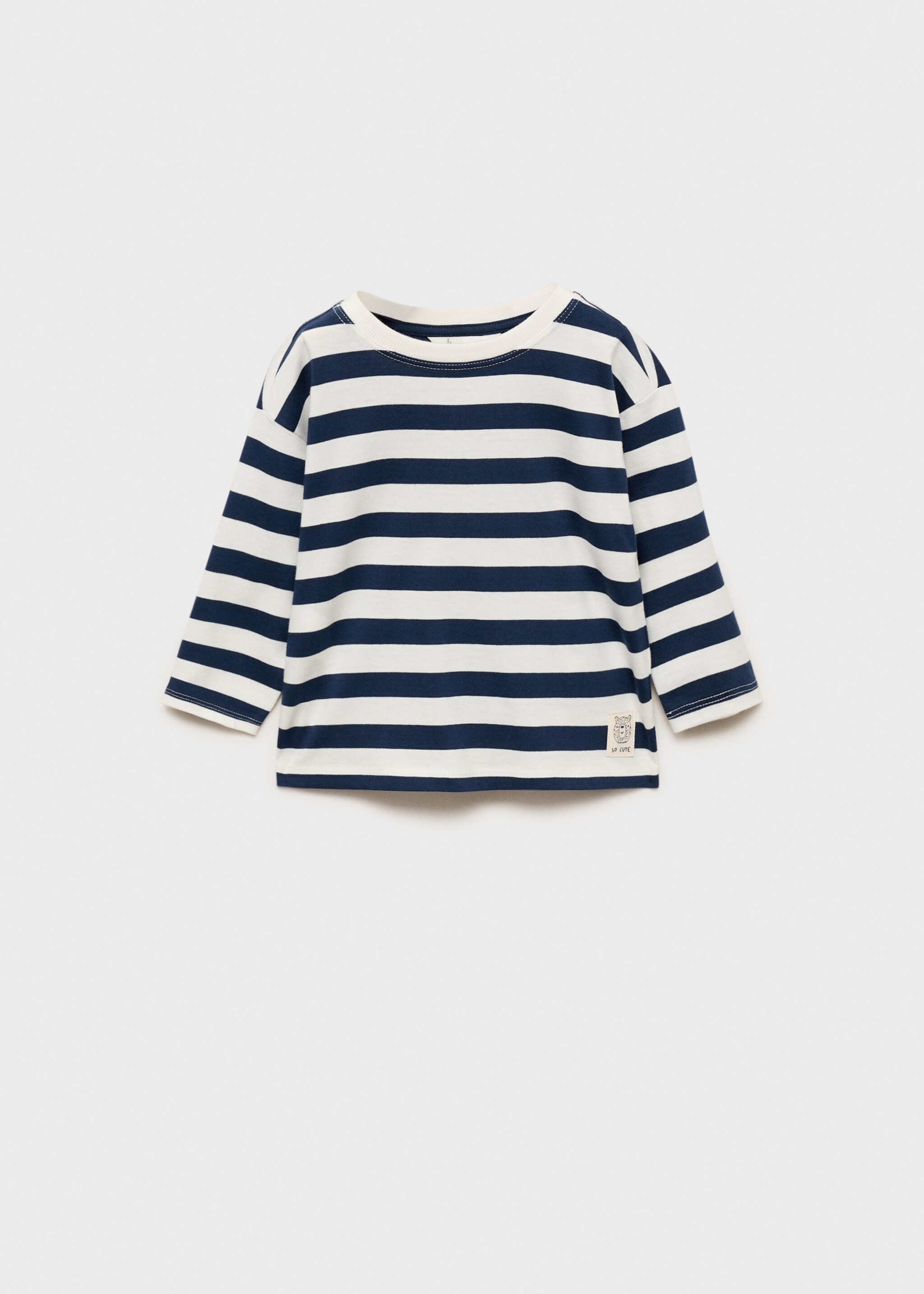 Striped long sleeves t-shirt - Article without model, Dark Navy. Ref: 77037672-00.