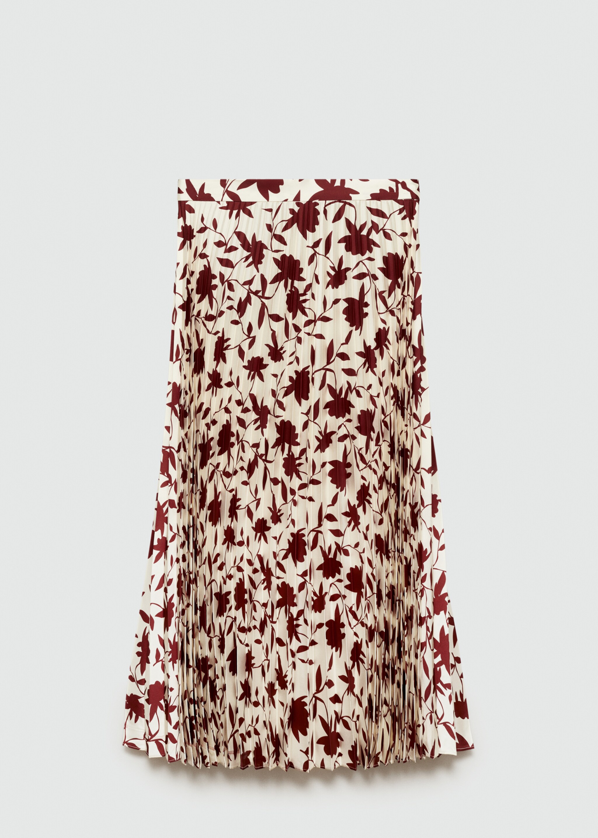 Plissée-Rock mit Blumenmuster - Artikel ohne Model, Cremeweiß. Ref: 77037676-00.