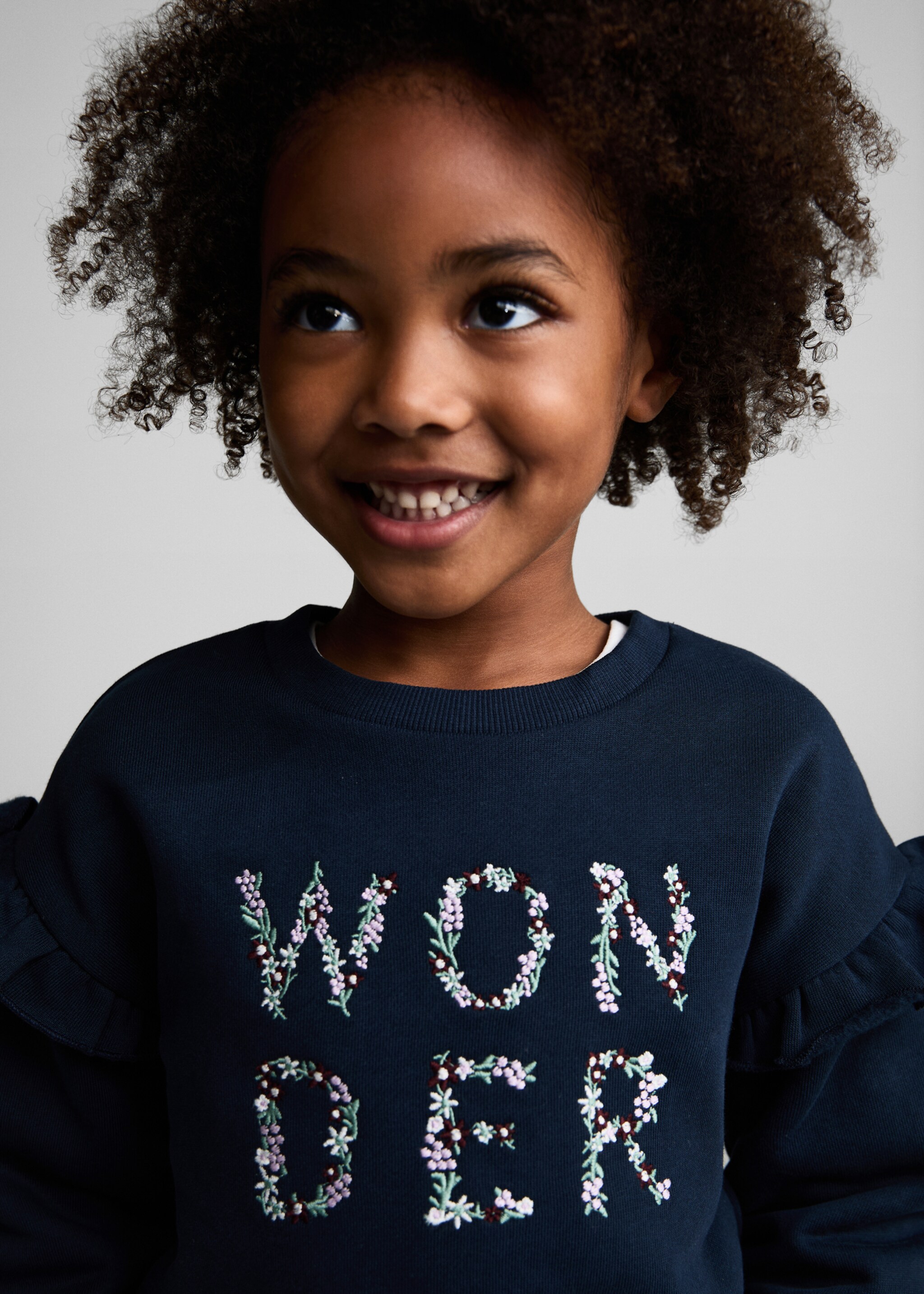 Embroidered detail cotton sweatshirt - Details of the article 1