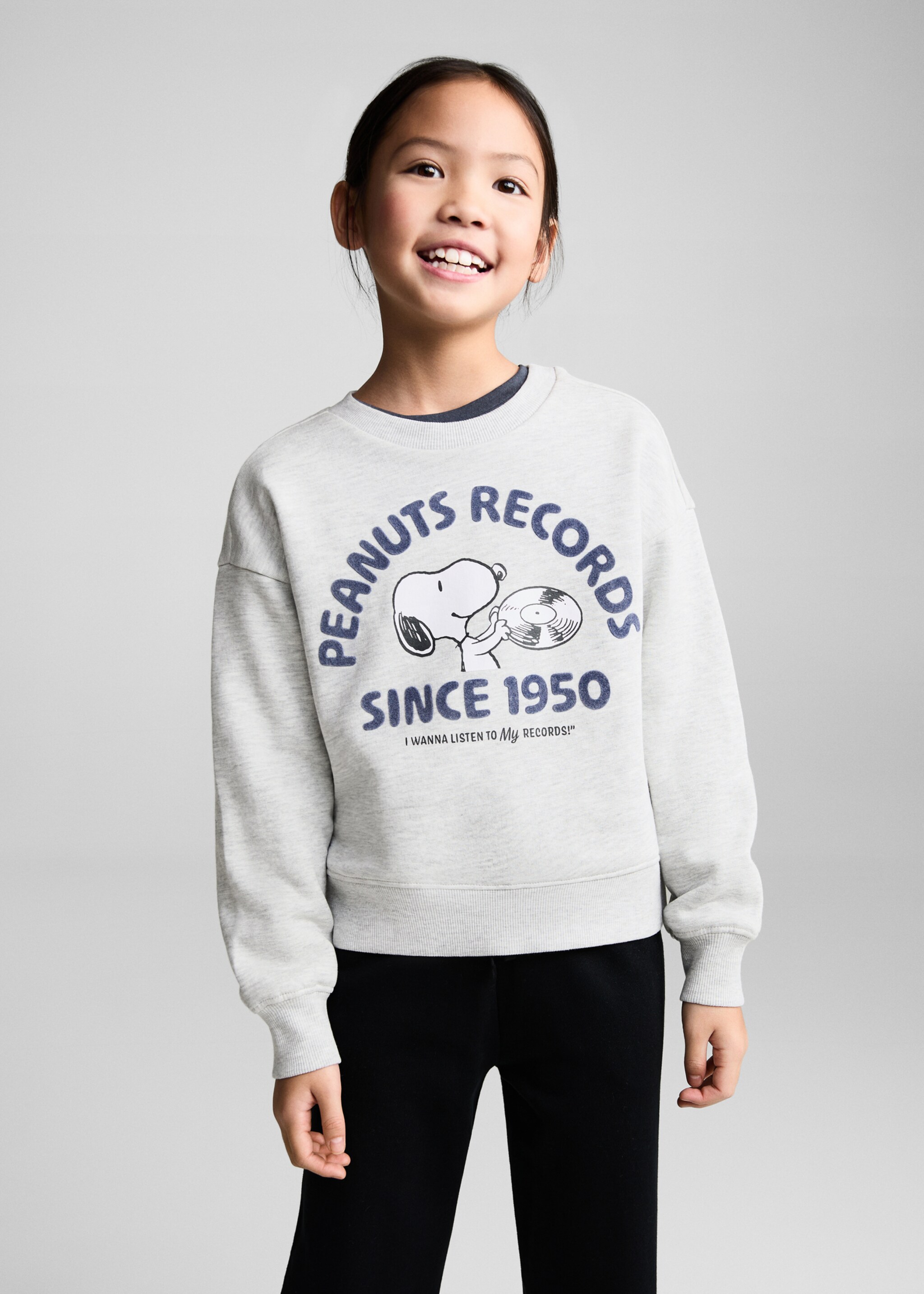 Dessuadora estampada Snoopy - Pla mig, Gris clar vigoré. Ref: 77037679-00.