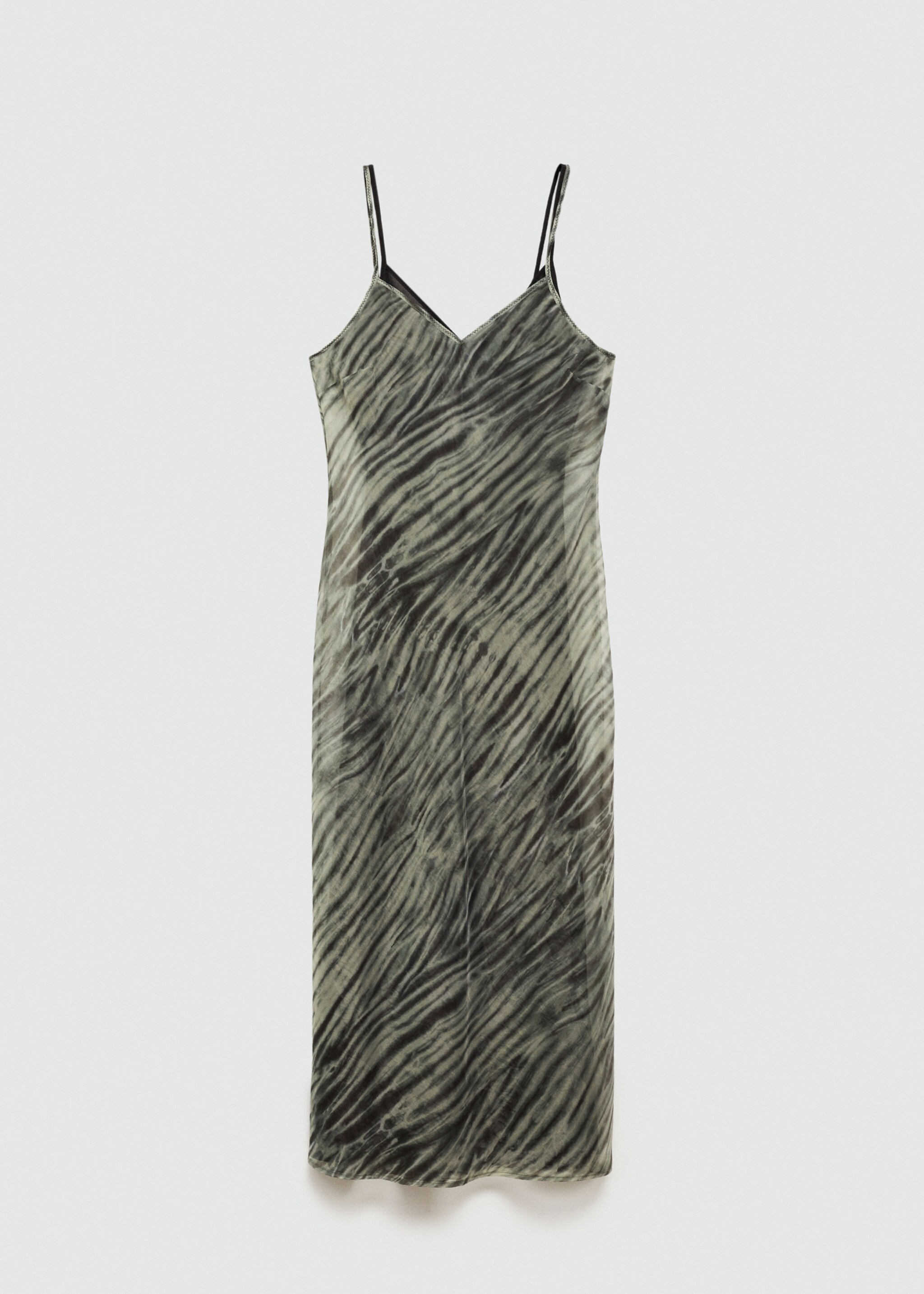 Printed dress with double straps - Article without model, Green. Ref: 77037683-00.