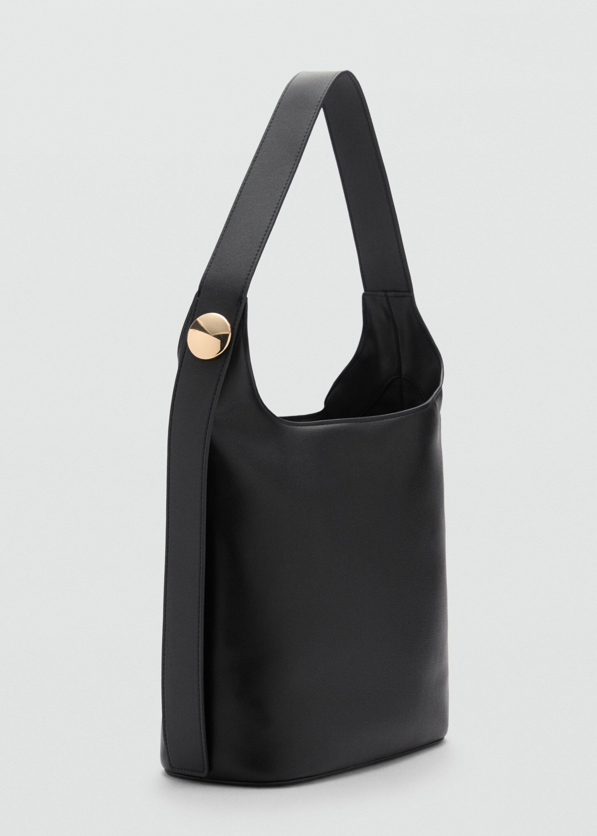 Shopper bag with metallic detail - Medium plane, Black. Ref: 77037685-00.