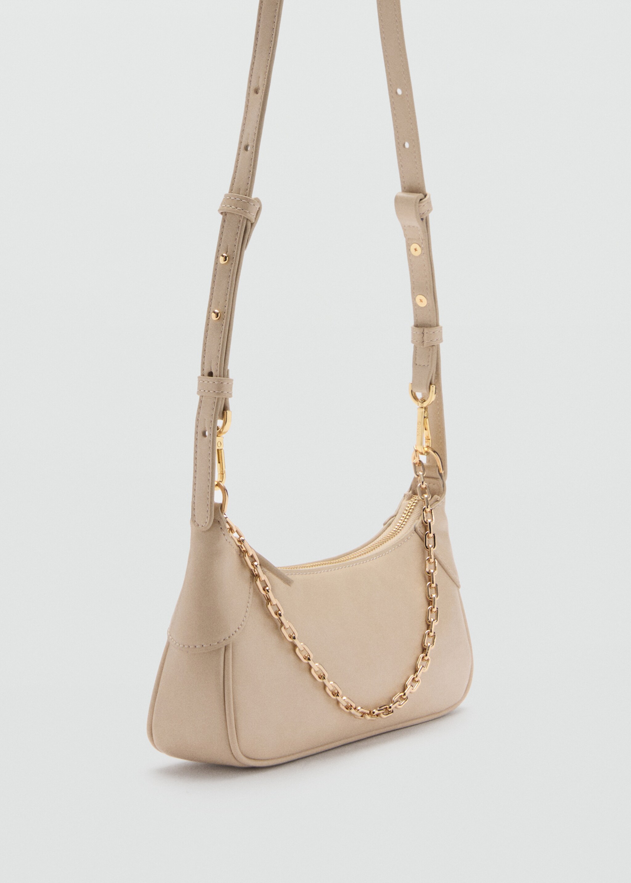 Bolso doble asa cadena - Plano medio, Blanco roto. Ref: 77037688-00.