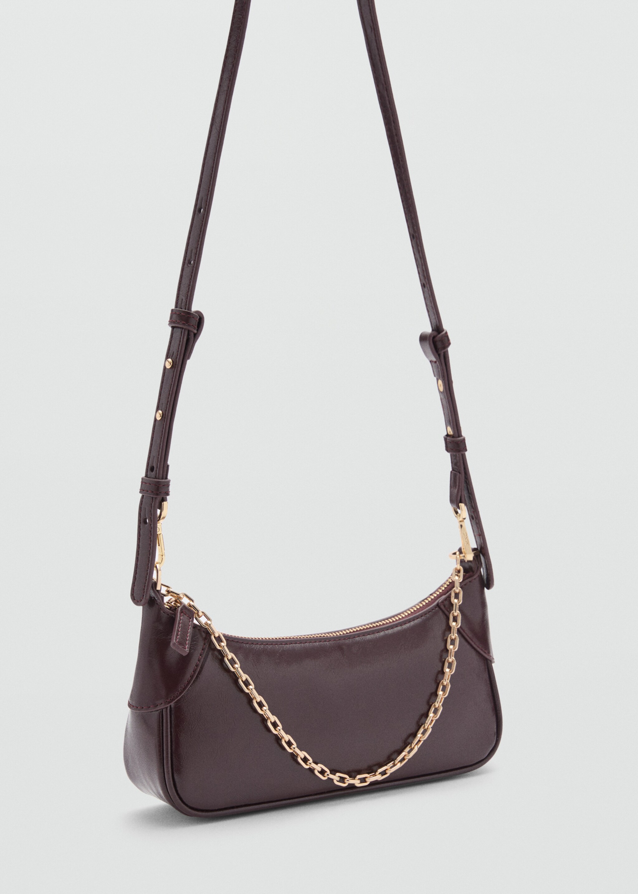 Bolso doble asa cadena - Plano medio, Burdeos. Ref: 77037688-00.