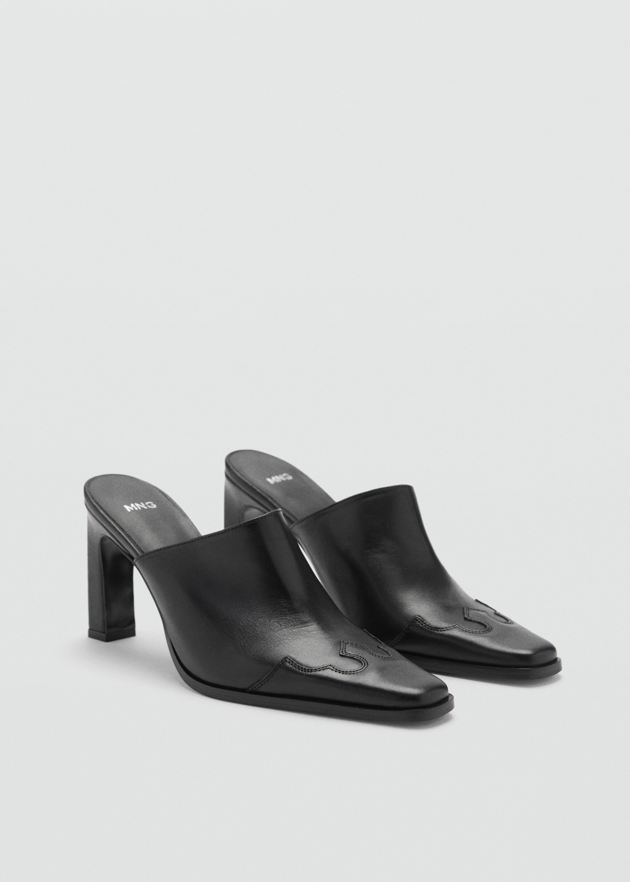 Leren slingback puntschoenen - Middenvlak, Zwart. Ref: 77037692-00.