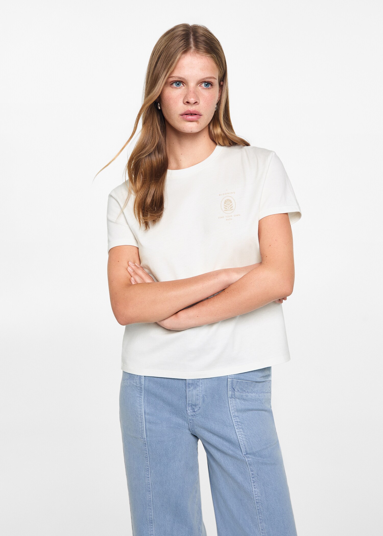 Bawełniany wzorzysty t-shirt - Plan średni