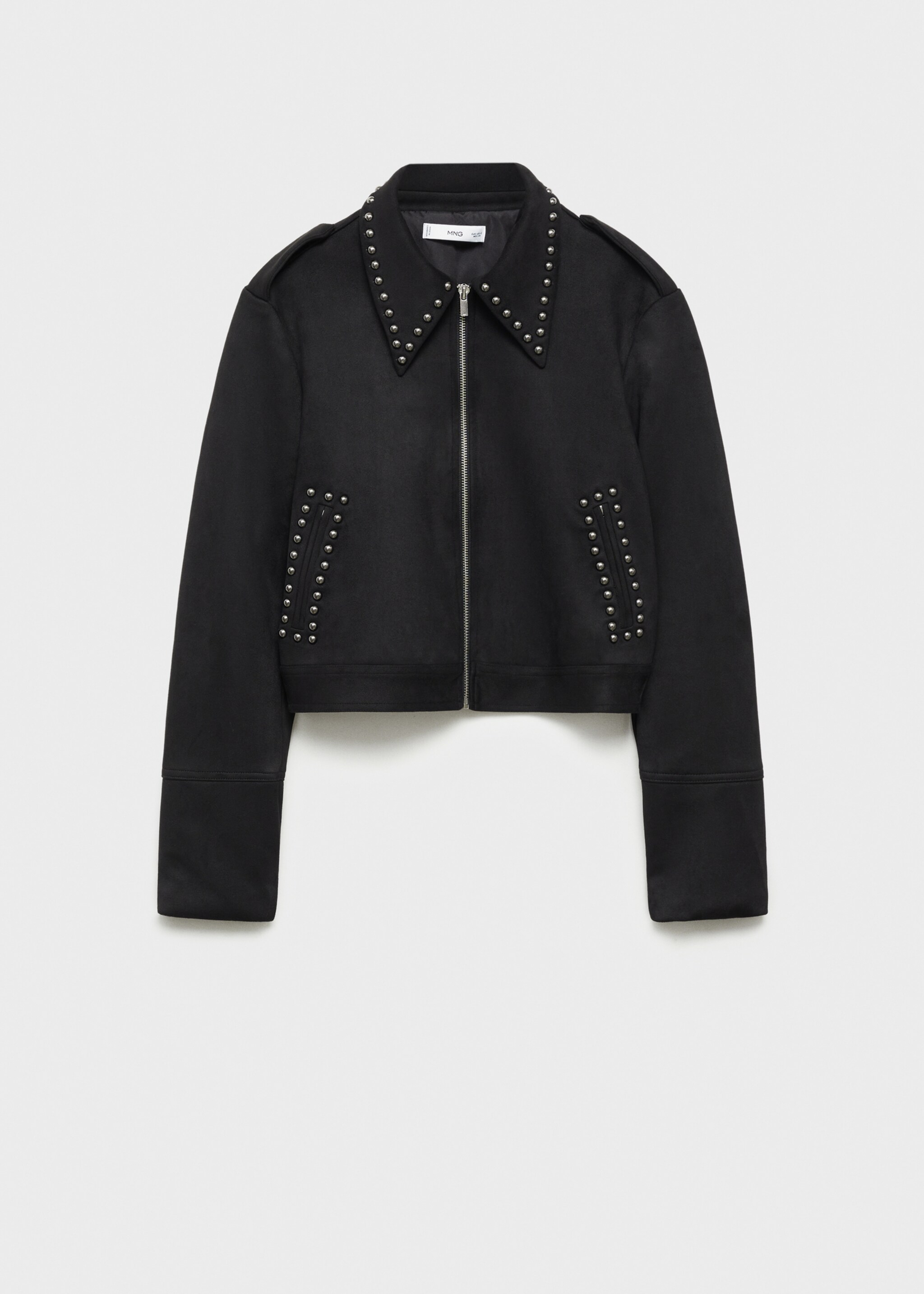Jacke mit Nietendetails - Artikel ohne Model, Schwarz. Ref: 77037697-00.