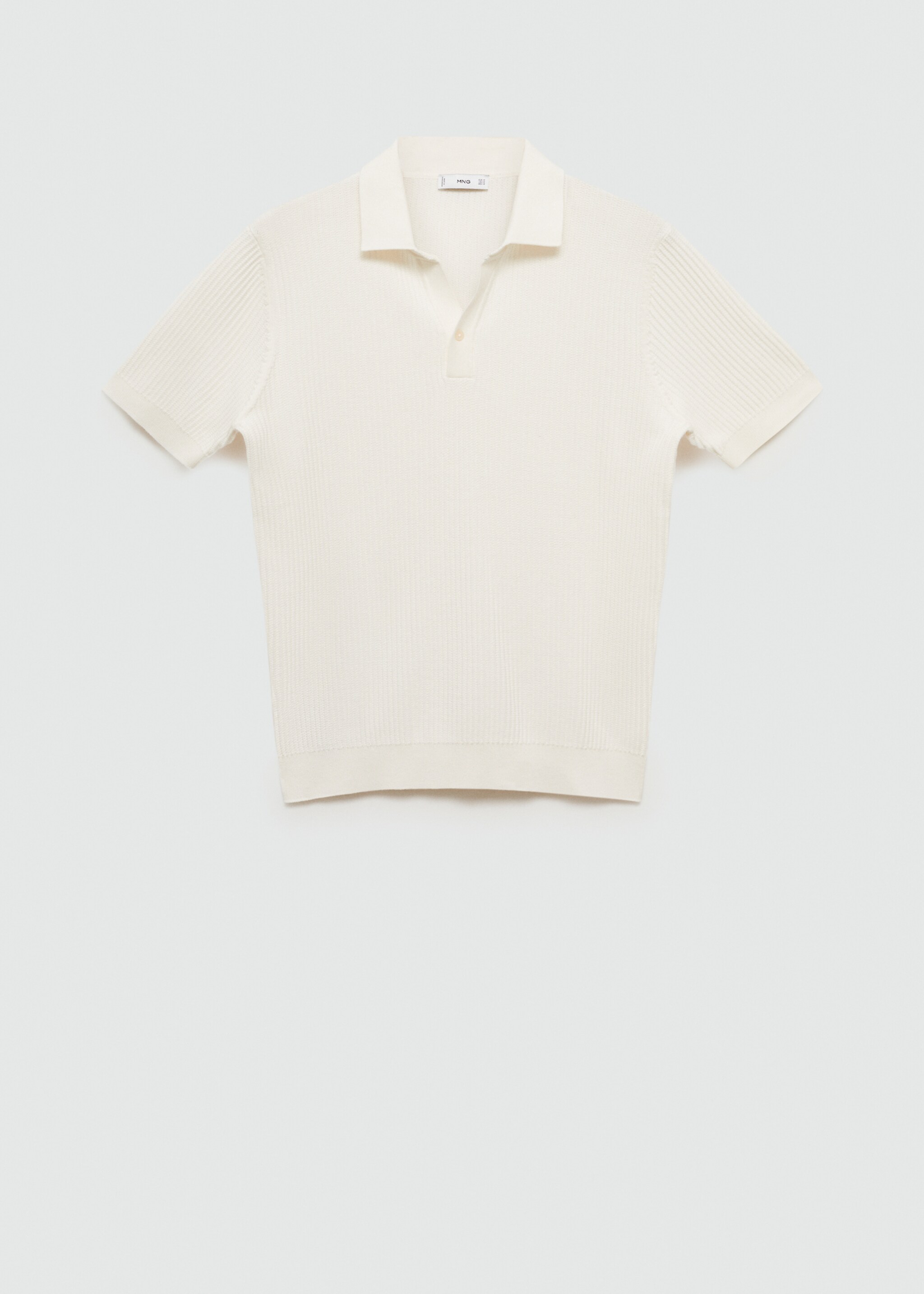 Fine-knit ribbed cotton polo shirt - Article without model, Off White. Ref: 77037698-00.