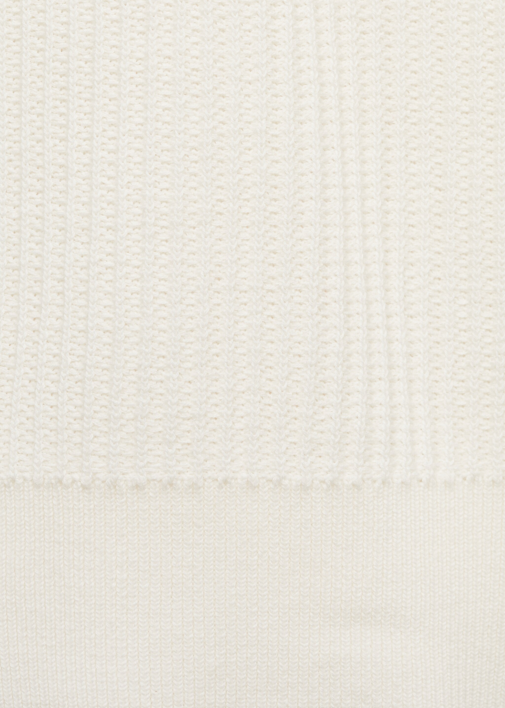 Fine-knit ribbed cotton polo shirt - Details of the article 0, Off White. Ref: 77037698-00.