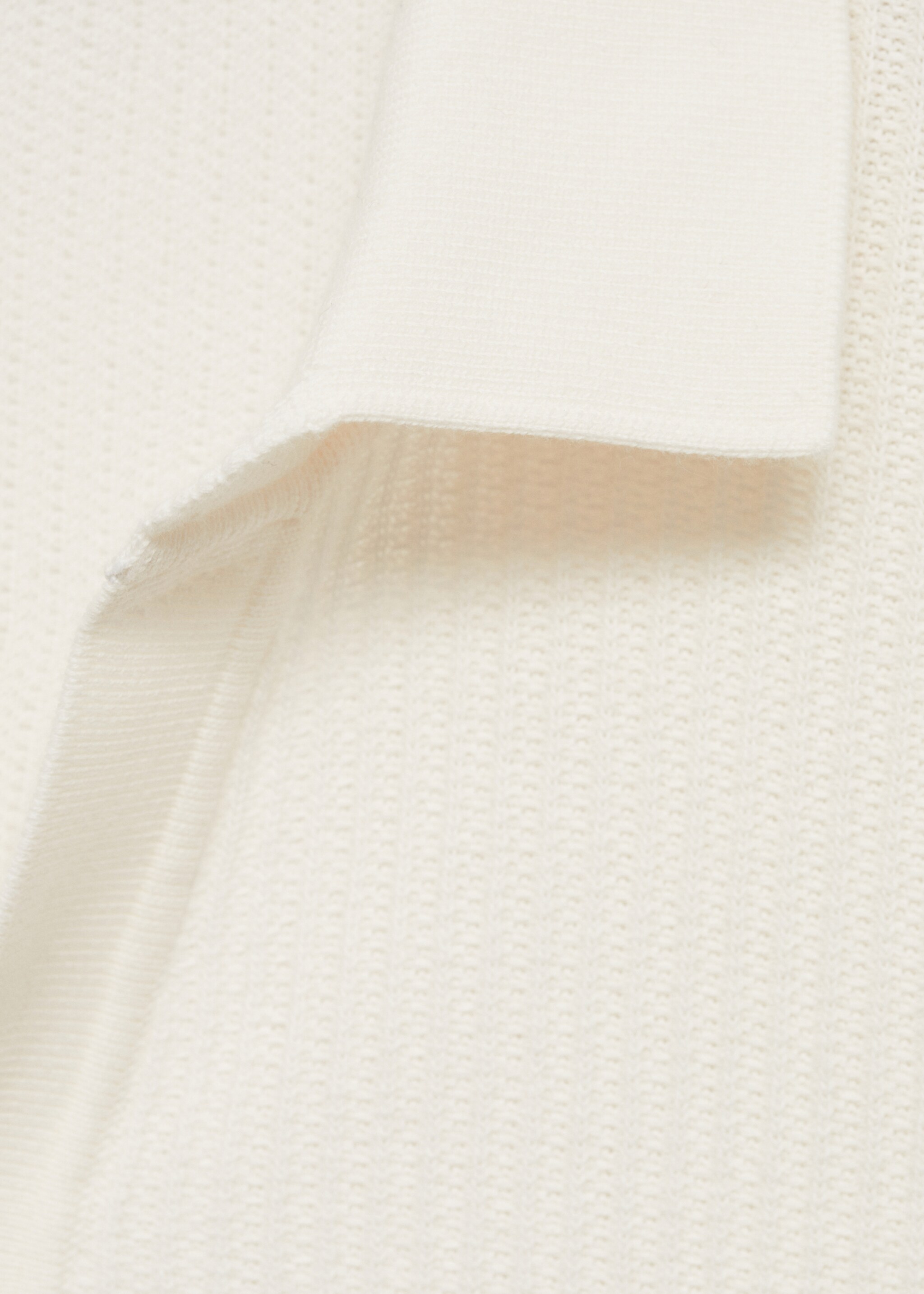 Fine-knit ribbed cotton polo shirt - Details of the article 8, Off White. Ref: 77037698-00.