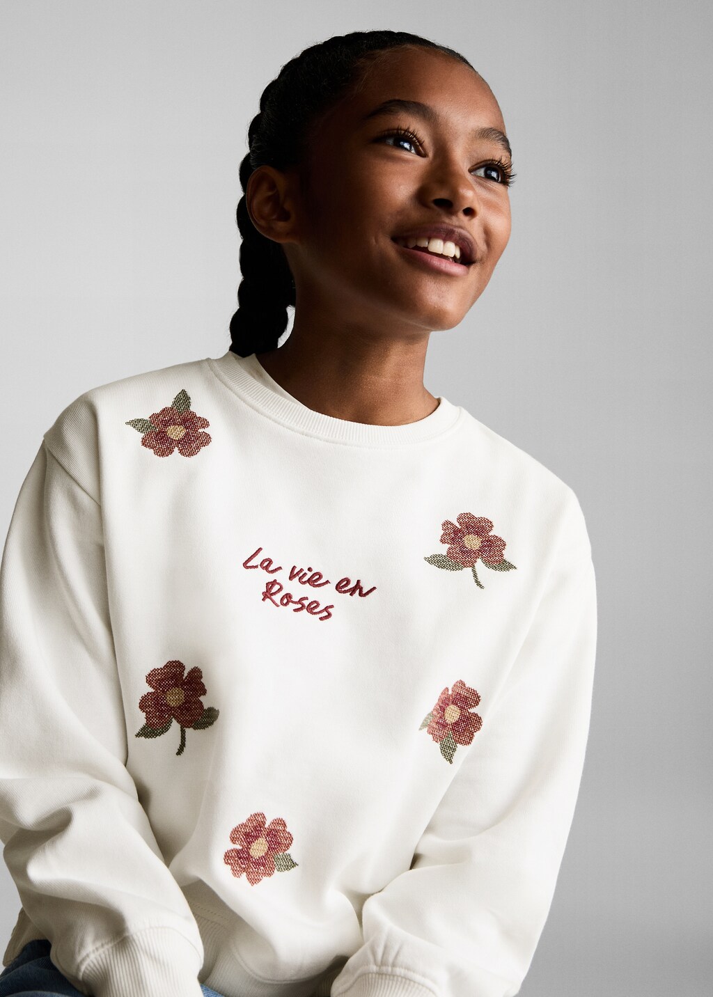 Floral embroidered sweatshirt - Girls | MANGO OUTLET Czech Republic