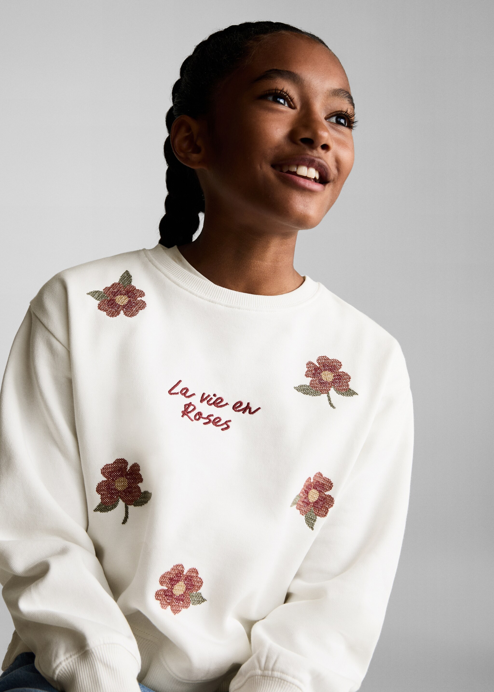Sweatshirt met bloemborduursel - Detail van het artikel 1