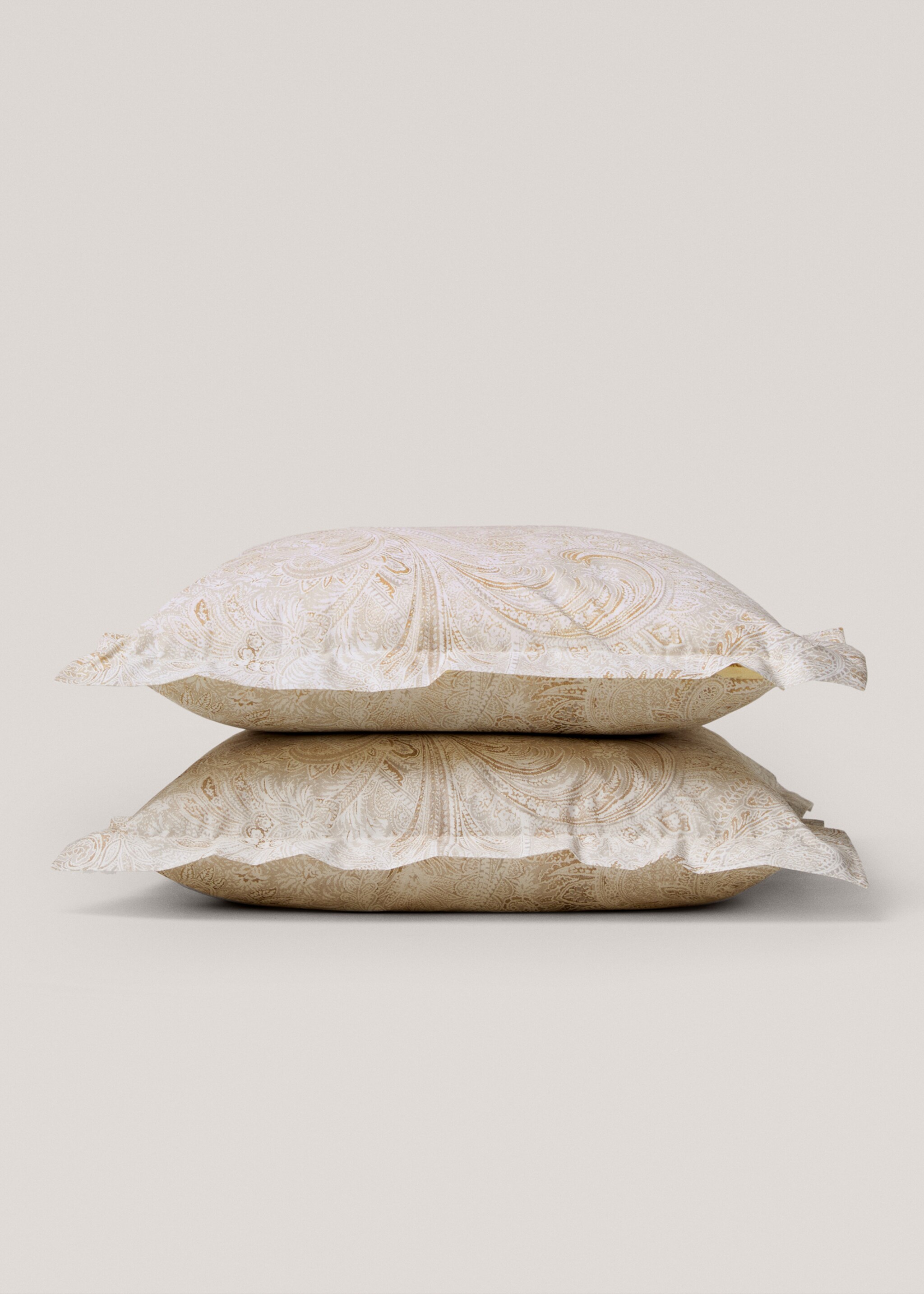 Paisleymönstrat örngott percalebomull 60x60 cm - Detaljer om artikeln 1, Beige. Ref: 77037705-00.