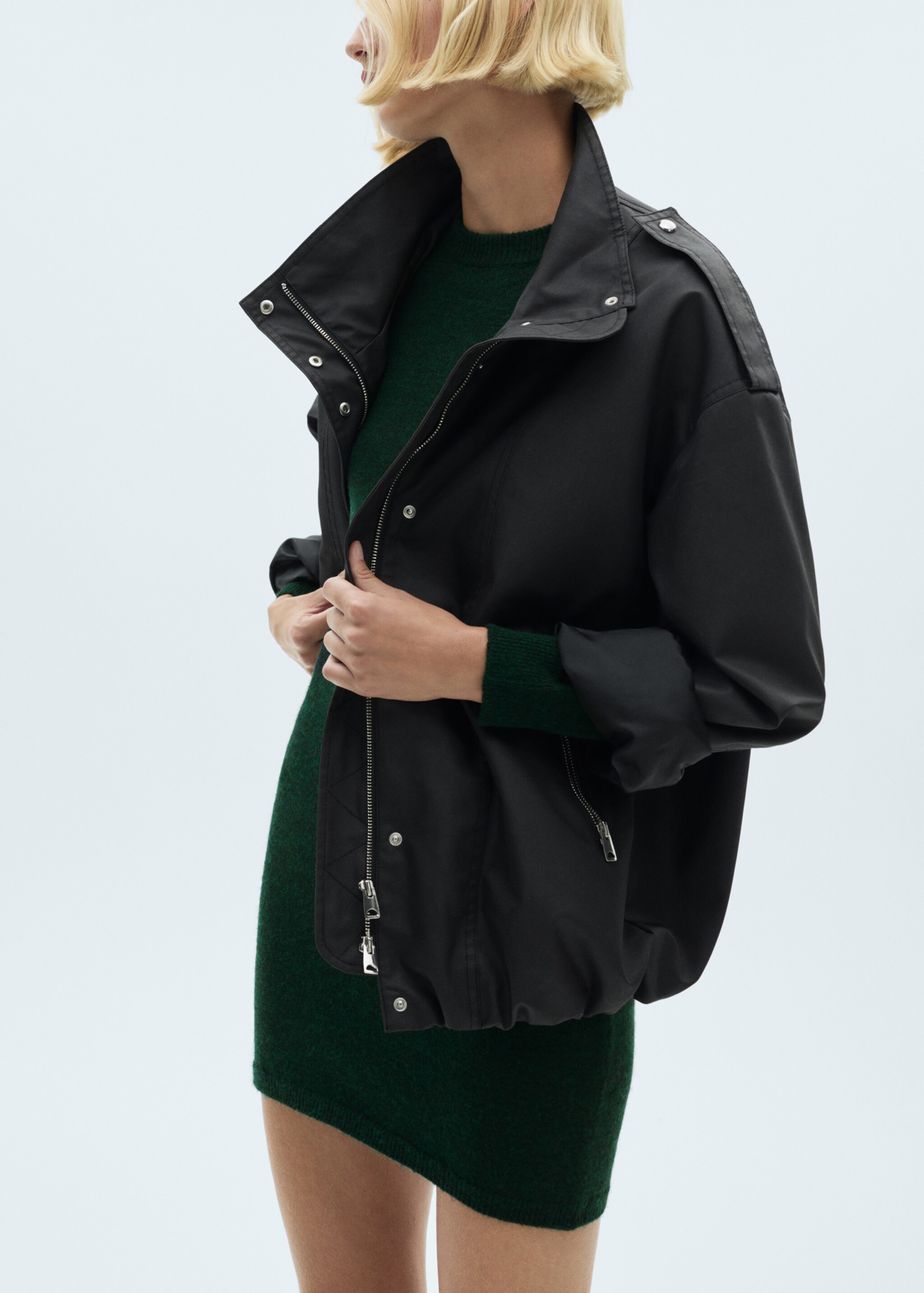 Gestricktes Shiftkleid - Mittlere Ansicht, Grün. Ref: 77037709-00.