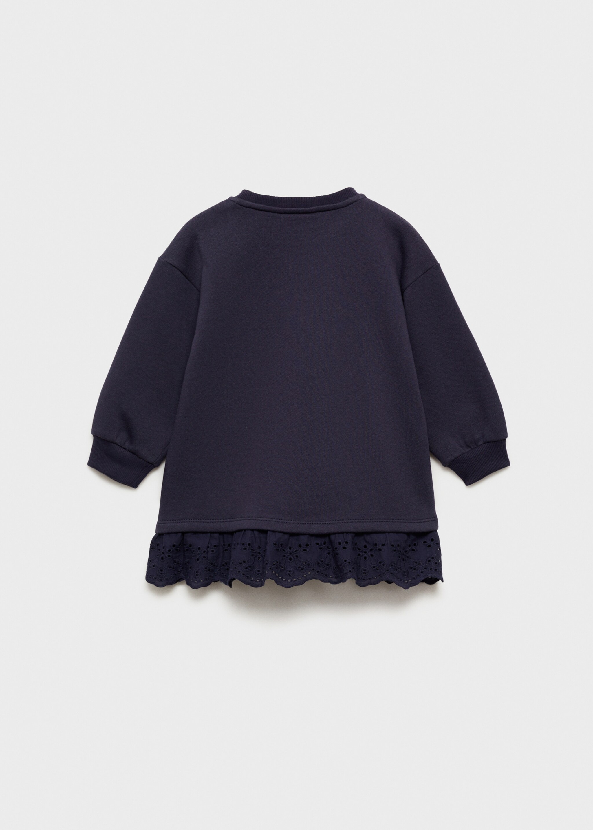 Robe sweat-shirt brodée - Verso de l’article, Bleu marine foncé. Ref: 77037716-00.