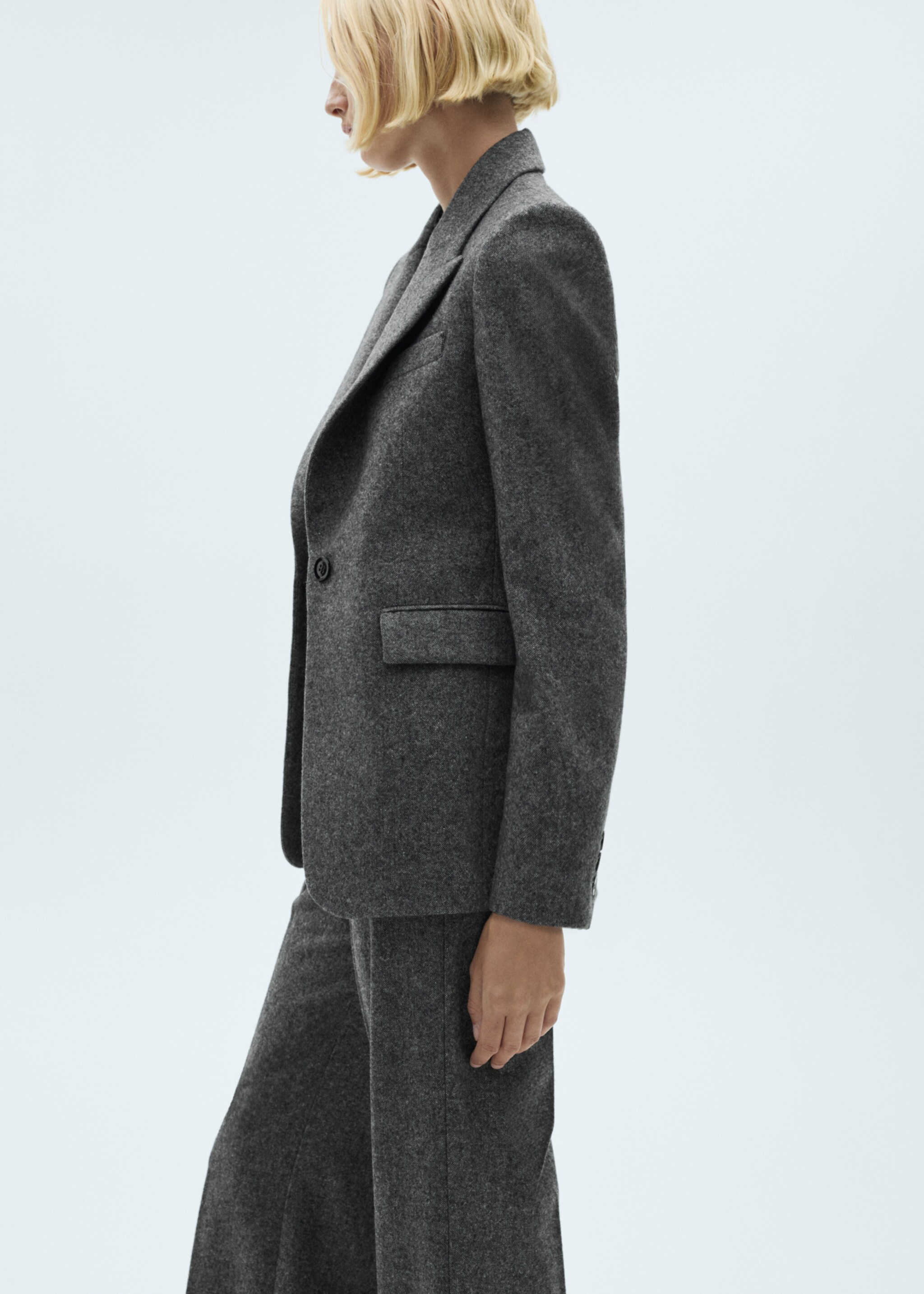 Flecked wool-blend suit blazer - Medium plane, Black. Ref: 77037720-00.