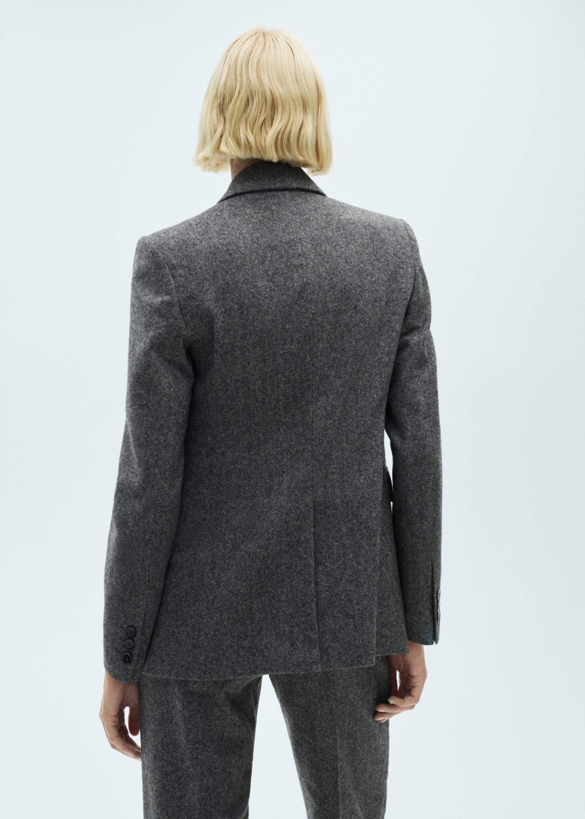 Flecked wool-blend suit blazer - Reverse of the article, Black. Ref: 77037720-00.