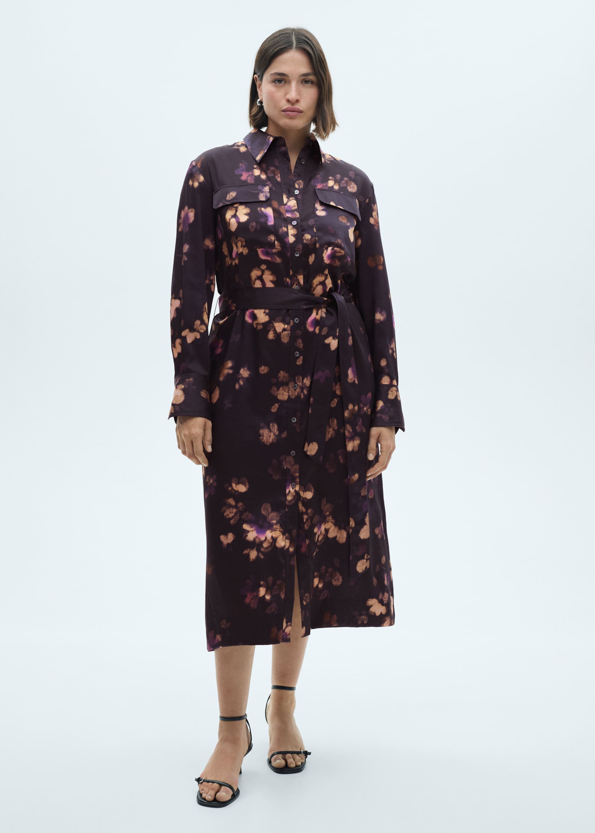 Printed shirt dress - Details of the article 3, Purple. Ref: 77037721-00.