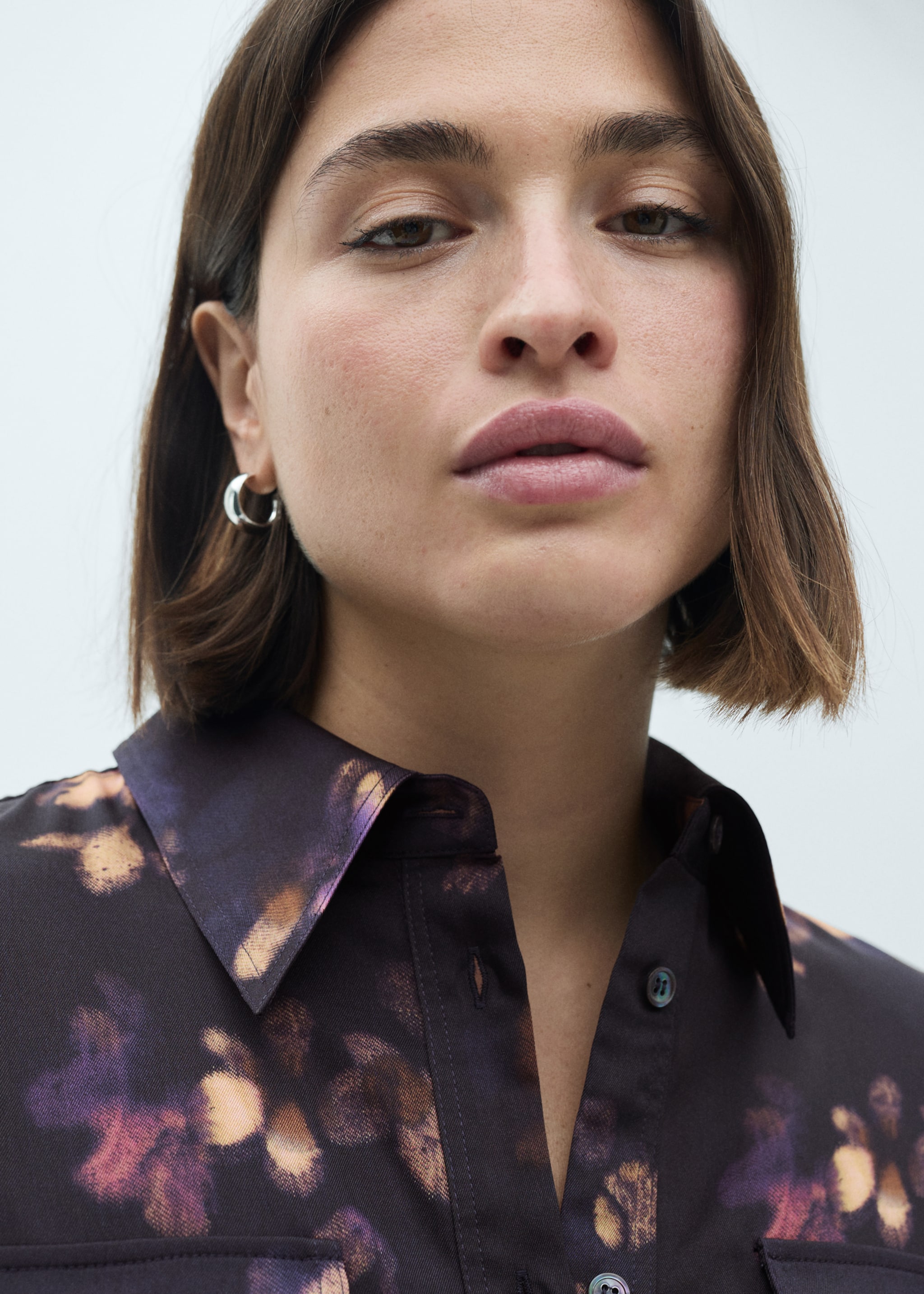 Printed shirt dress - Details of the article 4, Purple. Ref: 77037721-00.