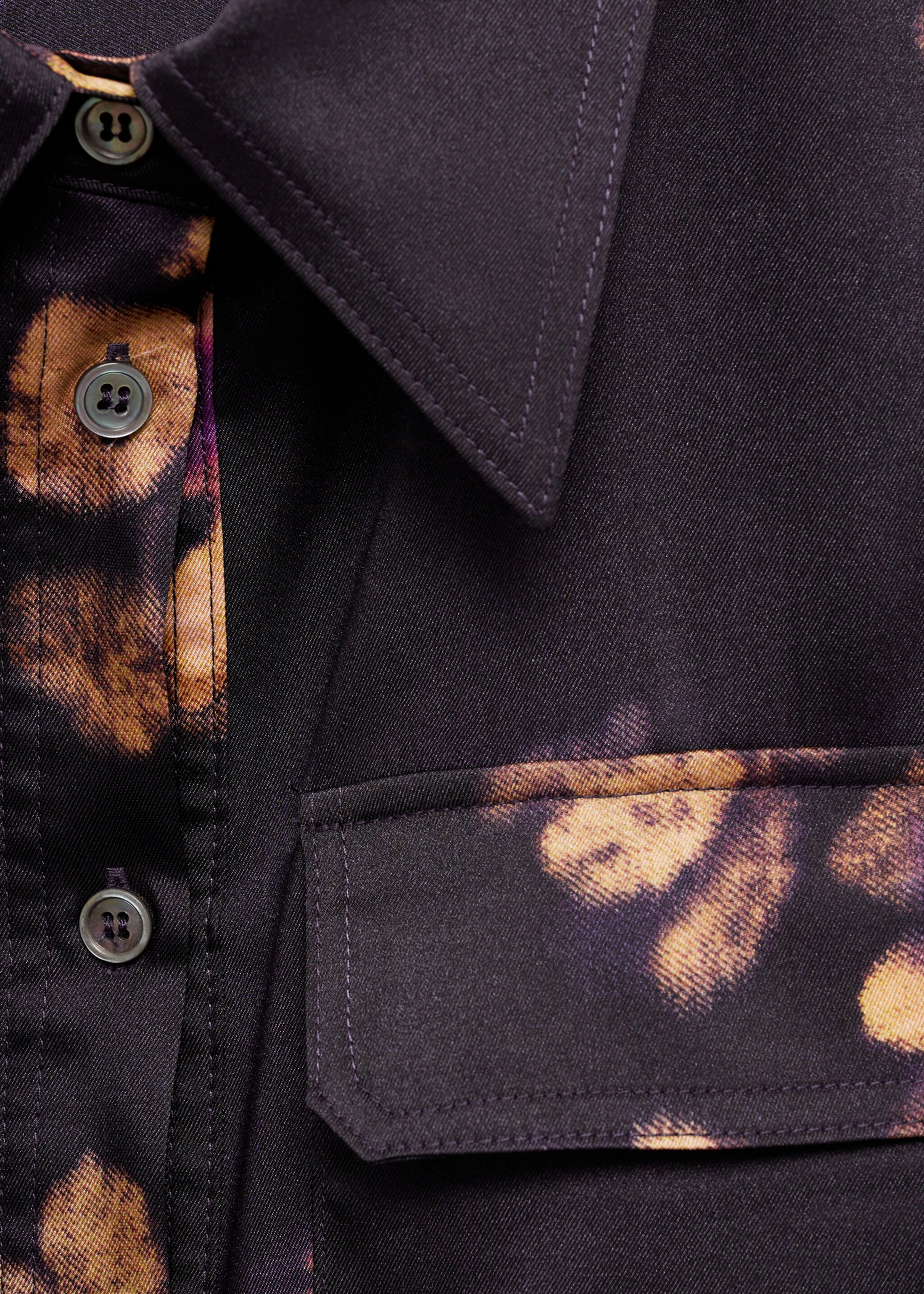 Printed shirt dress - Details of the article 8, Purple. Ref: 77037721-00.