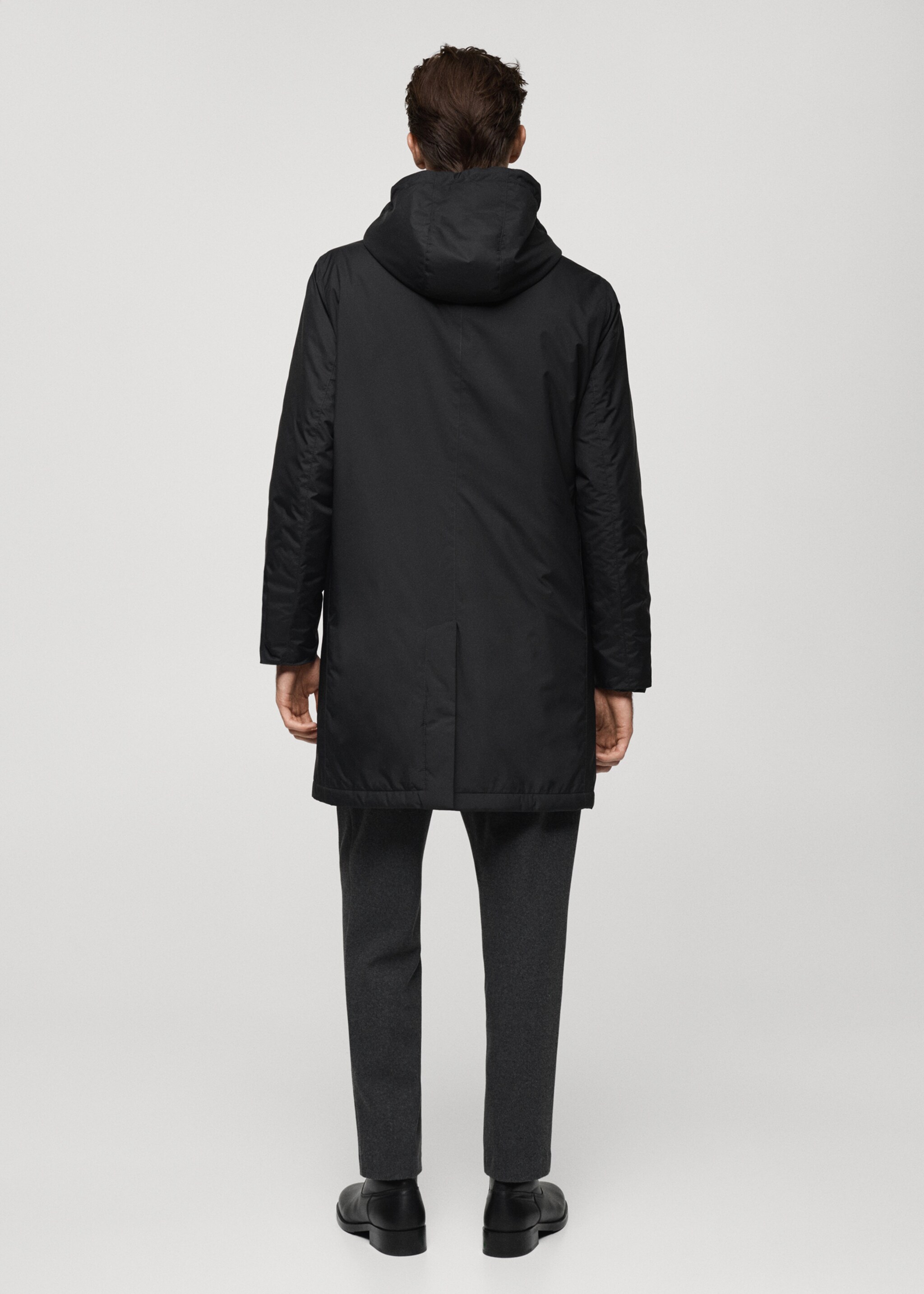 Water-repellent quilted parka - Reverse of the article, Black. Ref: 77037912-00.
