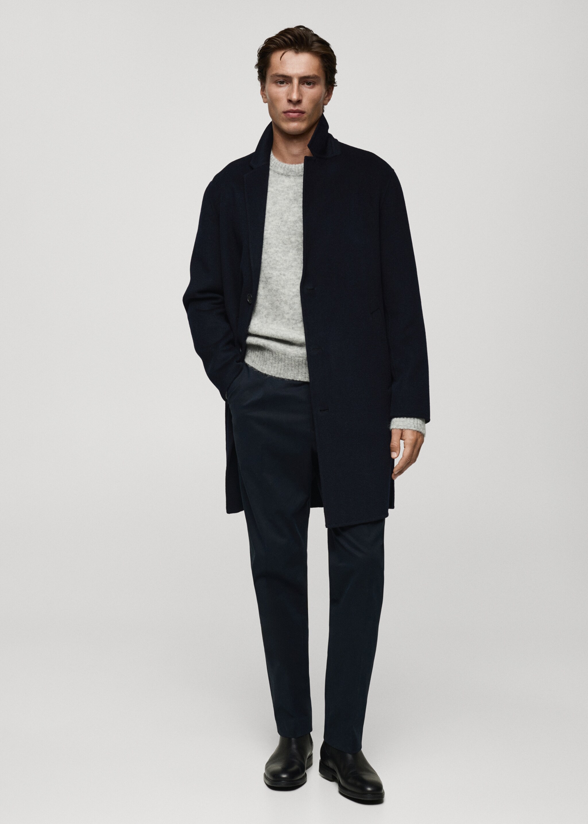 Handmade wool coat - Details of the article 4, Dark Navy. Ref: 77037913-00.