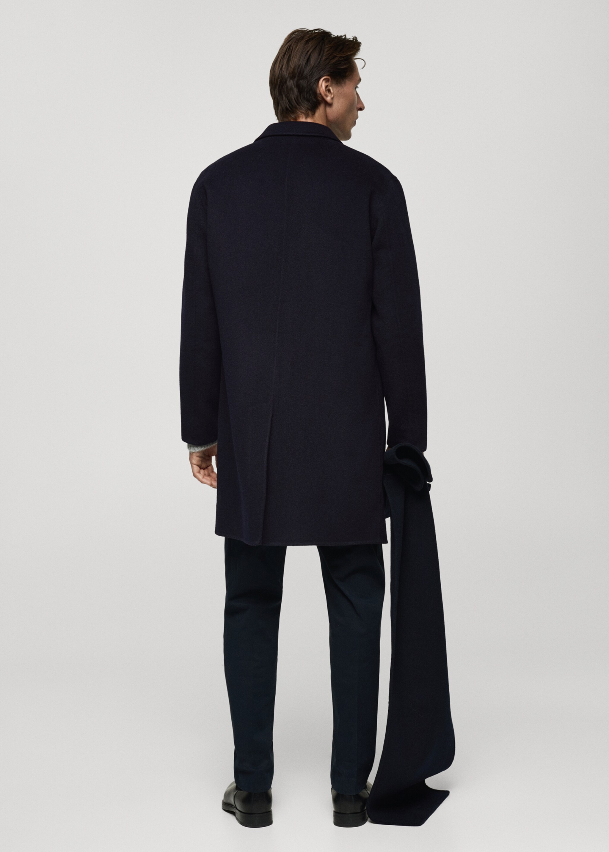 Handmade wool coat - Reverse of the article, Dark Navy. Ref: 77037913-00.