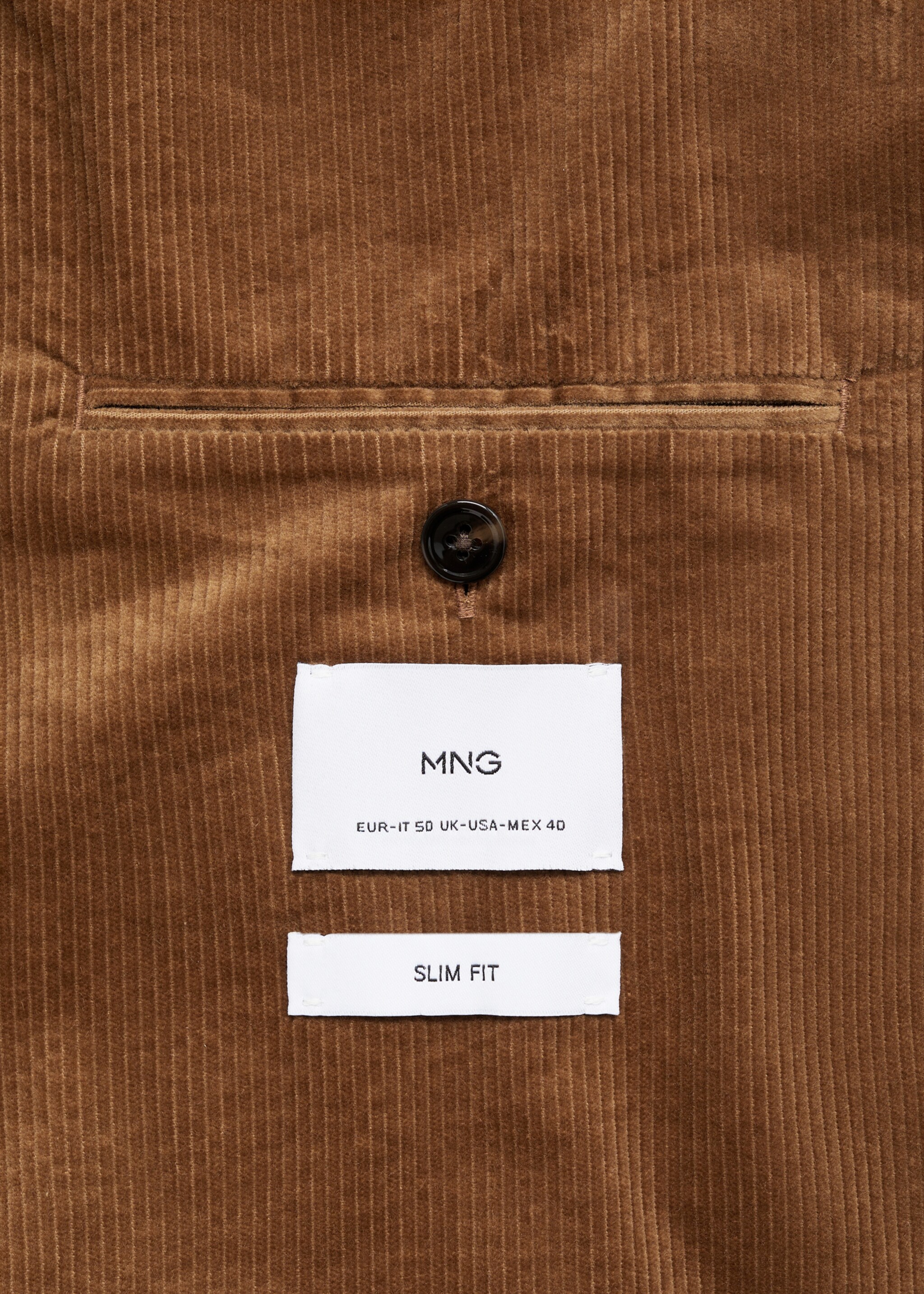 Slim fit corduroy blazer - Details of the article 0, Brown. Ref: 77037919-00.