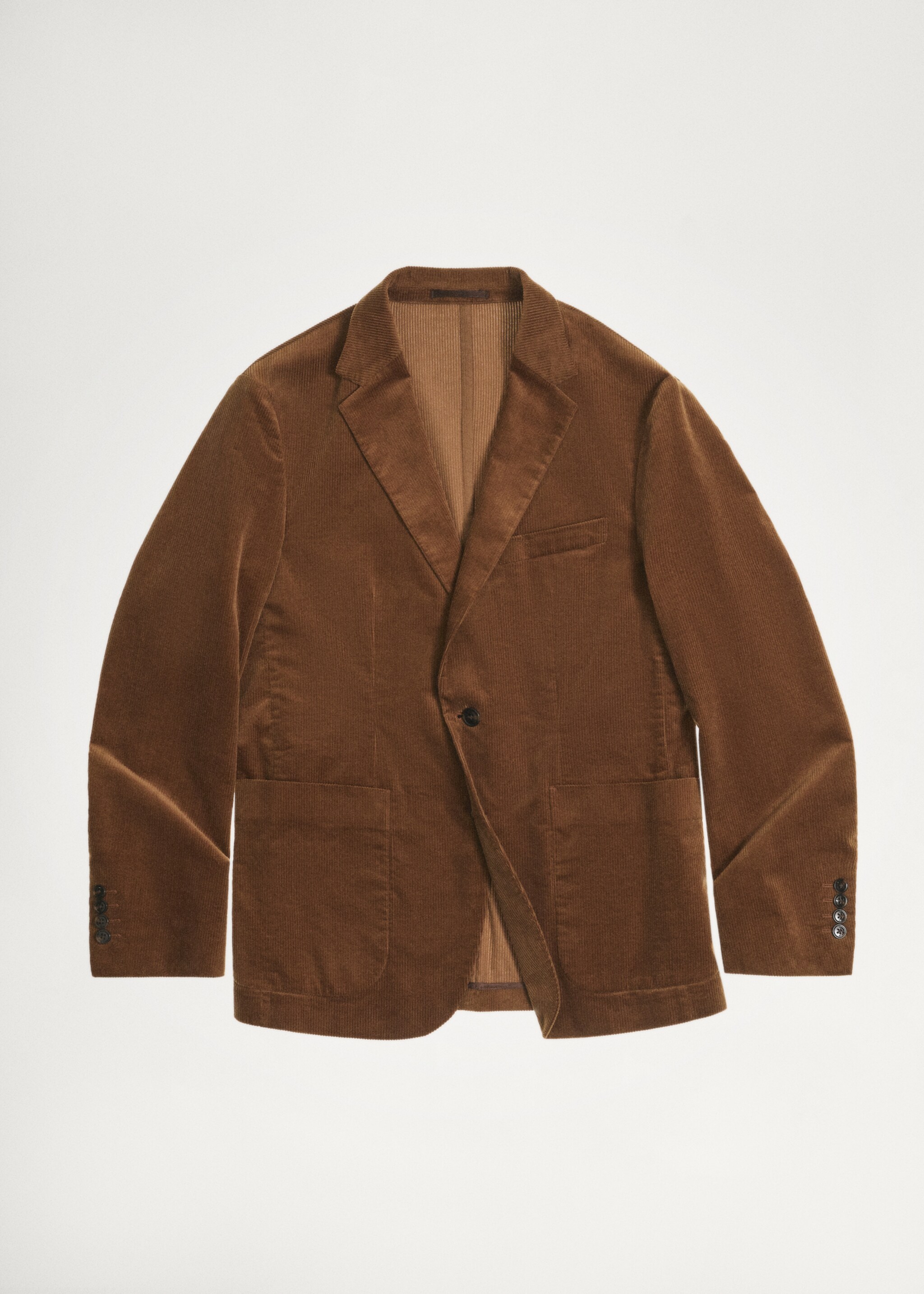 Slim fit corduroy blazer - Details of the article 5, Brown. Ref: 77037919-00.