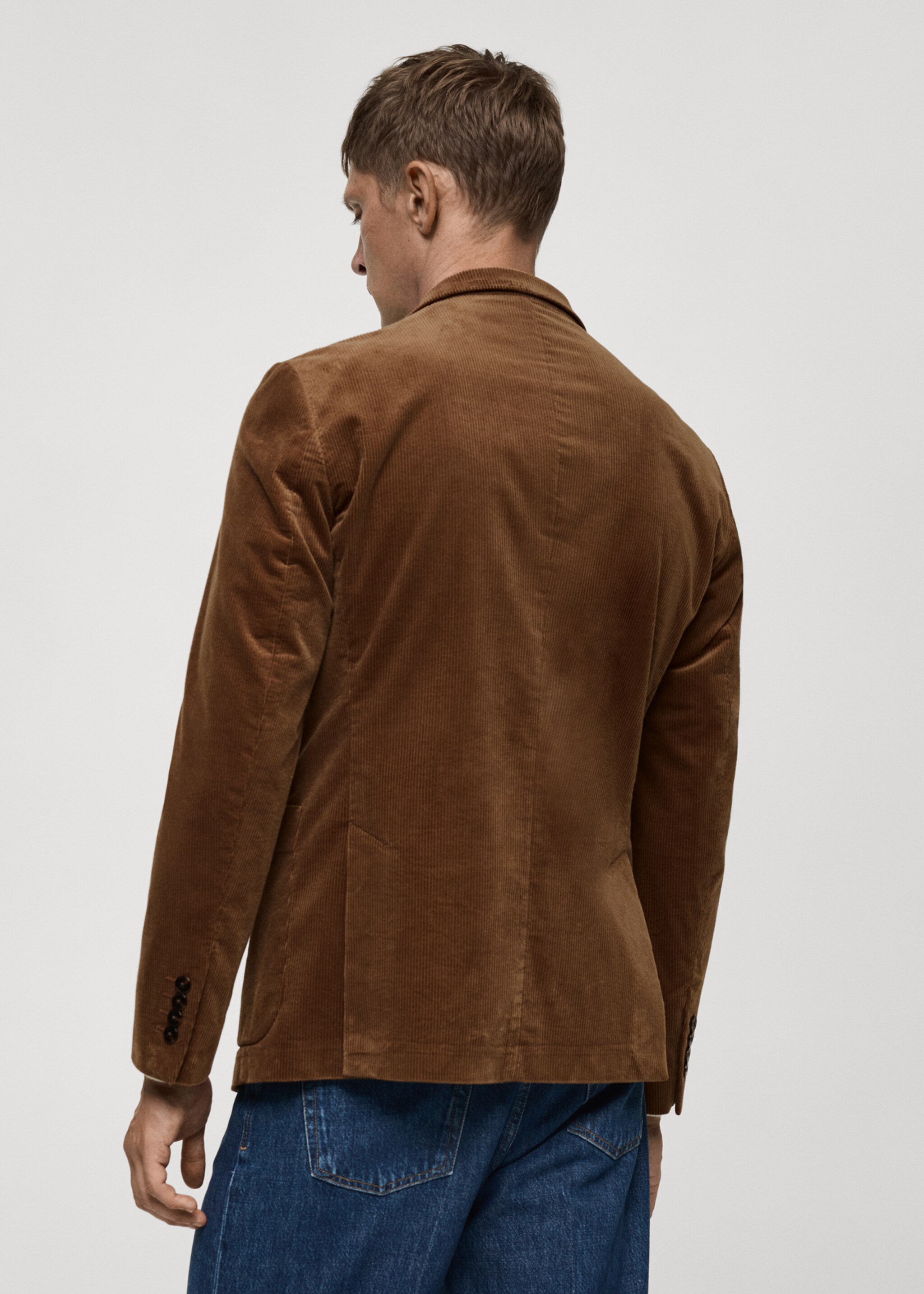 Slim fit corduroy blazer - Reverse of the article, Brown. Ref: 77037919-00.