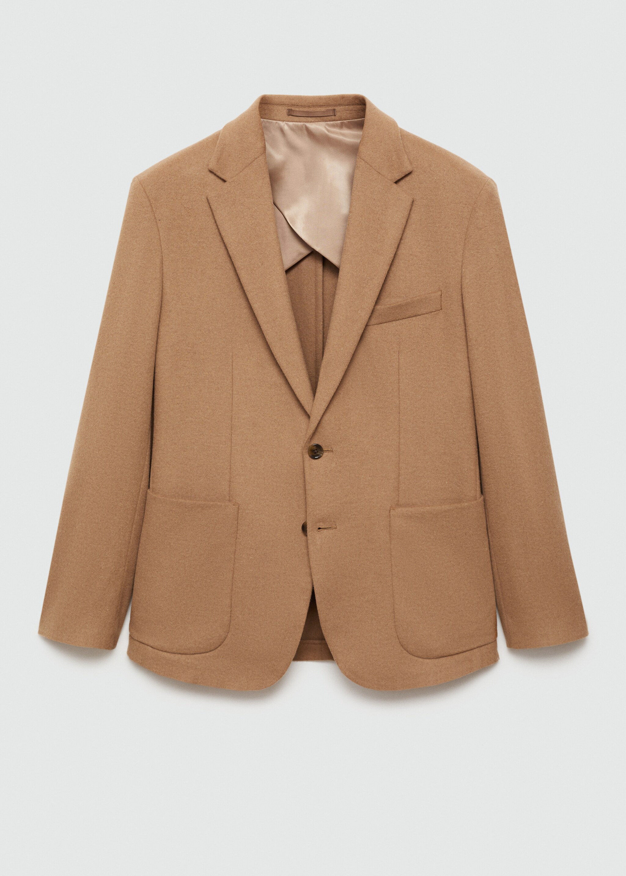 Sacou de lână slim fit - Articol fără model, Maro mediu. Ref: 77037920-00.