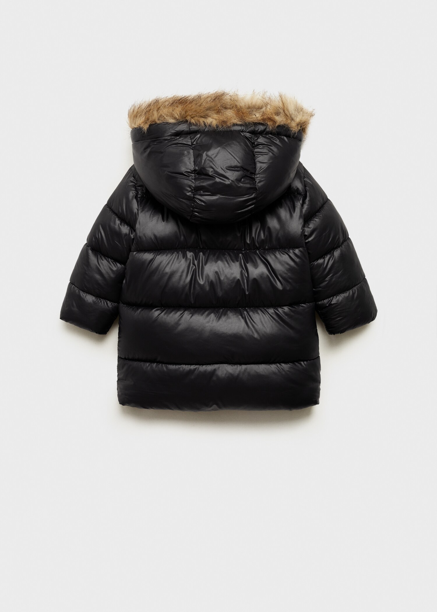 Quilted coat with fur-effect hood - Reverse of the article