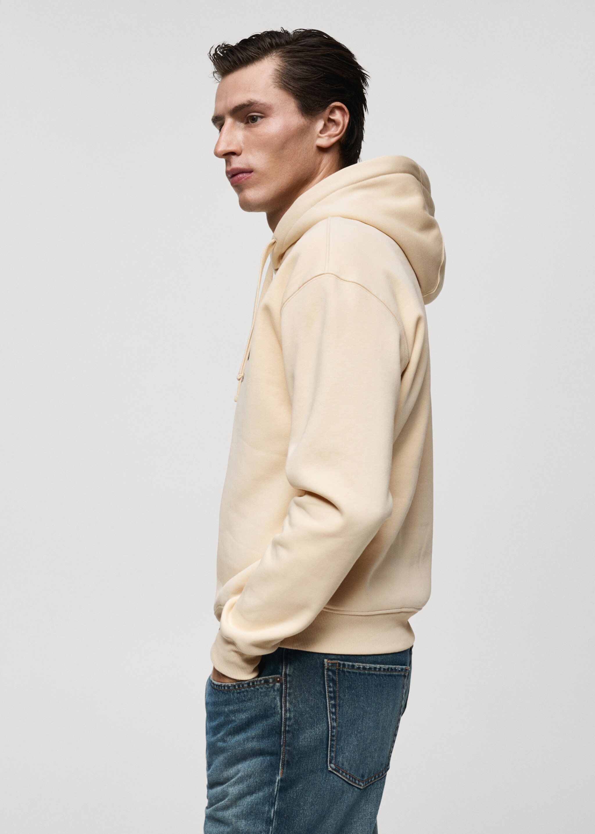 Cotton sweatshirt with printed text - Details of the article 2, Ecru. Ref: 77037924-00.