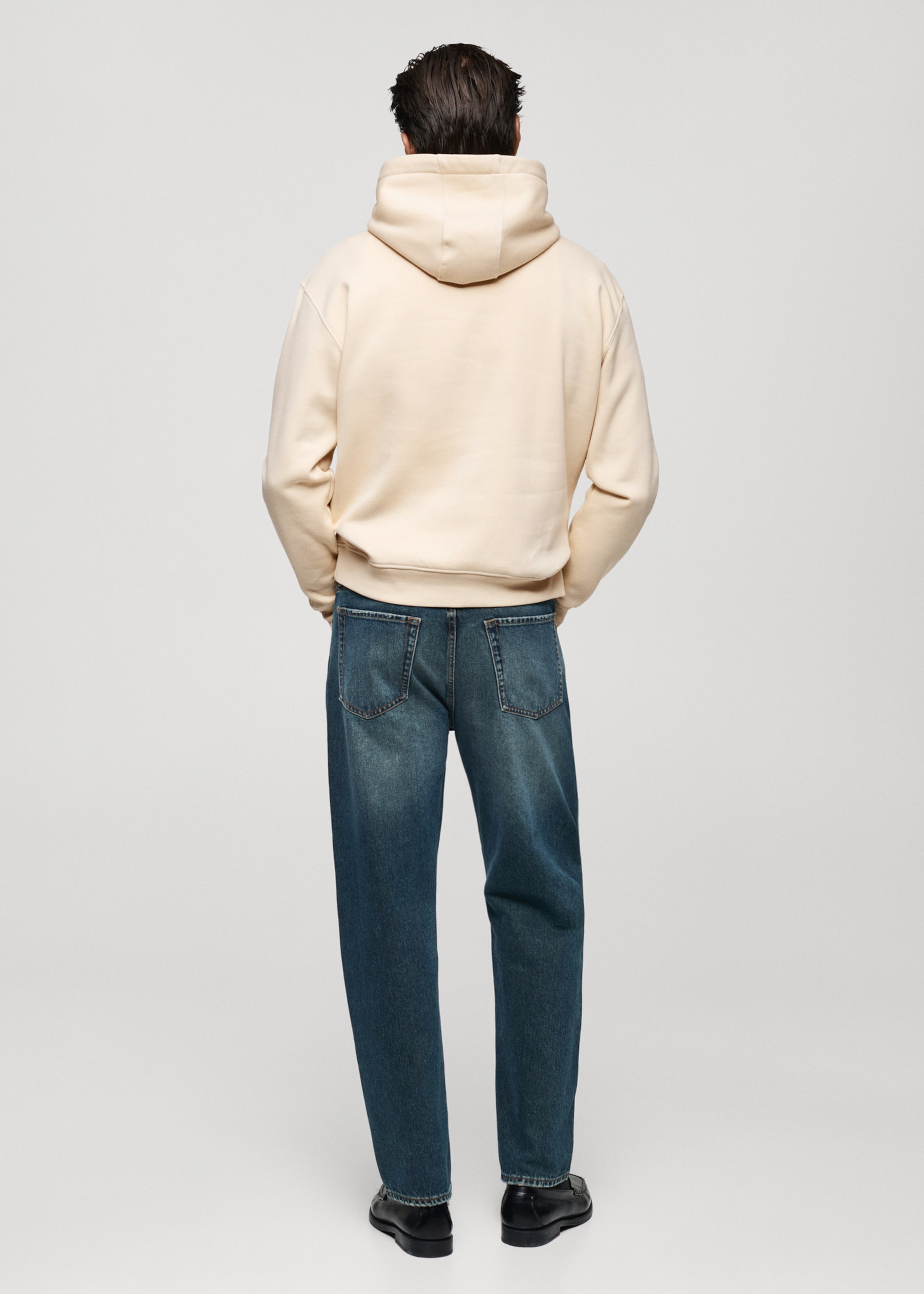 Cotton sweatshirt with printed text - Reverse of the article, Ecru. Ref: 77037924-00.