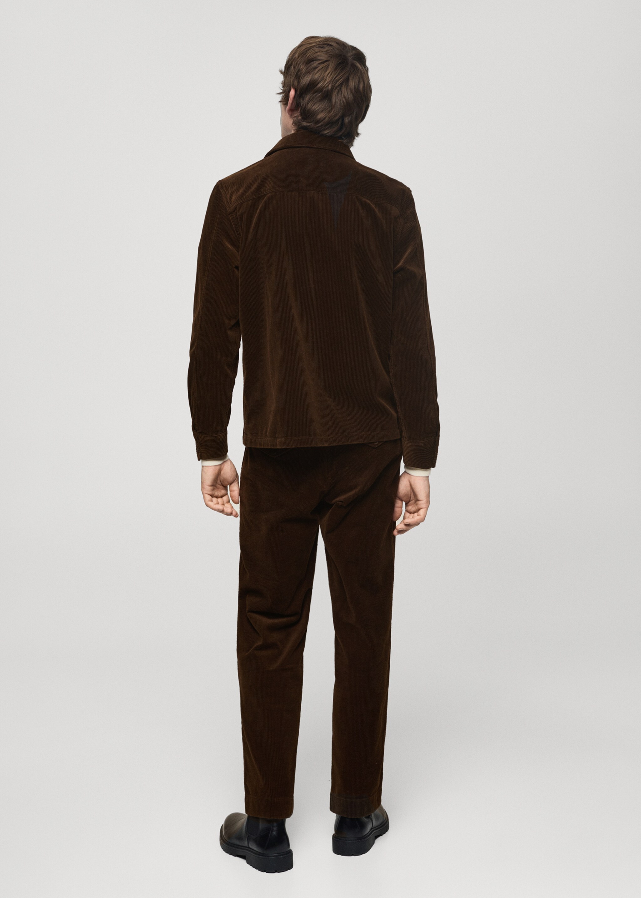 Πουκάμισο κοτλέ τσέπη - Πίσω όψη προϊόντος, Καφέ. Ref: 77037925-00.