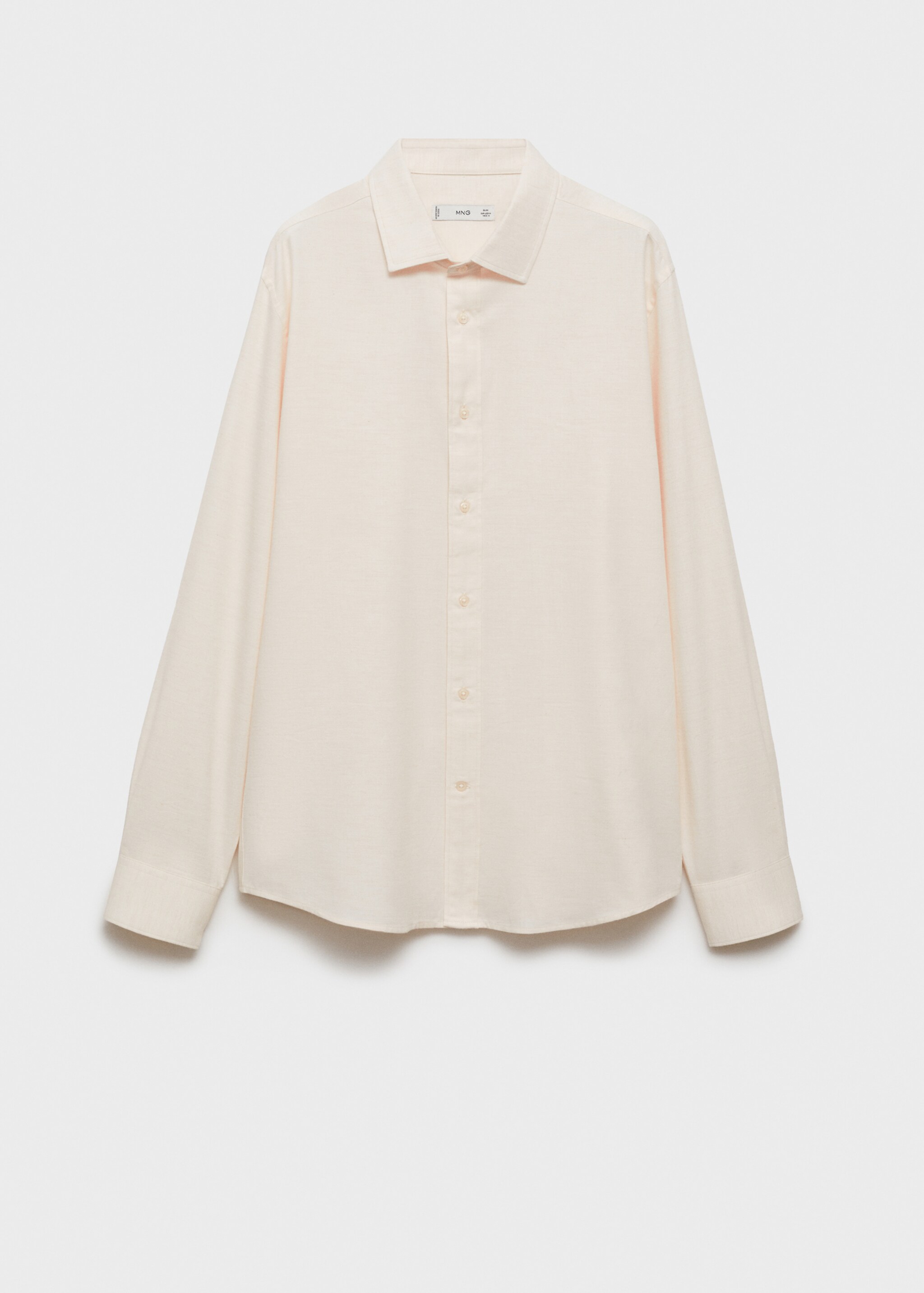 Flanellen slim-fit overhemd 100% katoen - Artikel zonder model, Zand. Ref: 77037926-00.