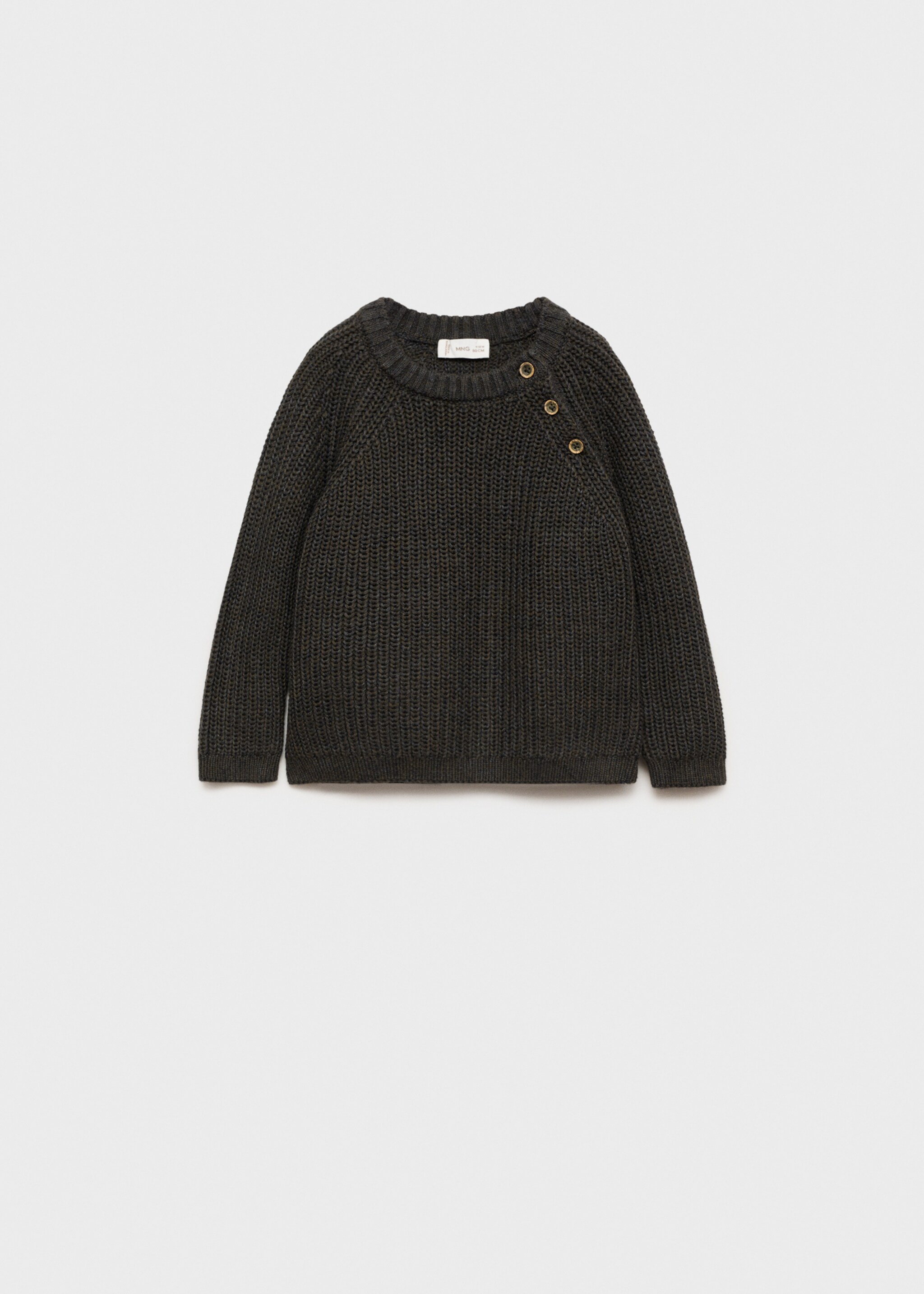 Pull-over maille détail boutons - Article sans modèle, Kaki. Ref: 77037928-00.