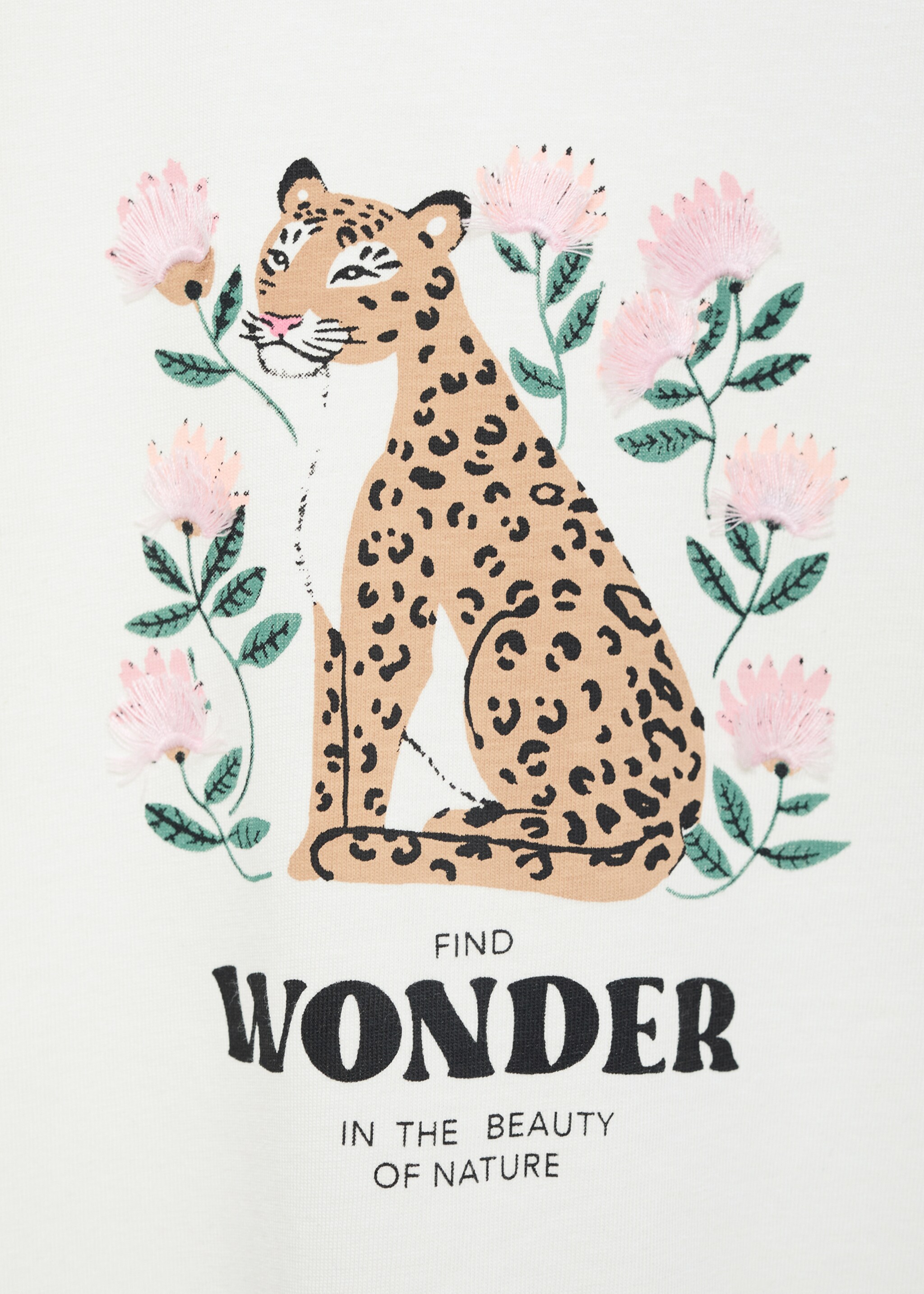 Langarm-T-Shirt mit Panther-Motiv - Detail des Artikels 0, Cremeweiß. Ref: 77037932-00.