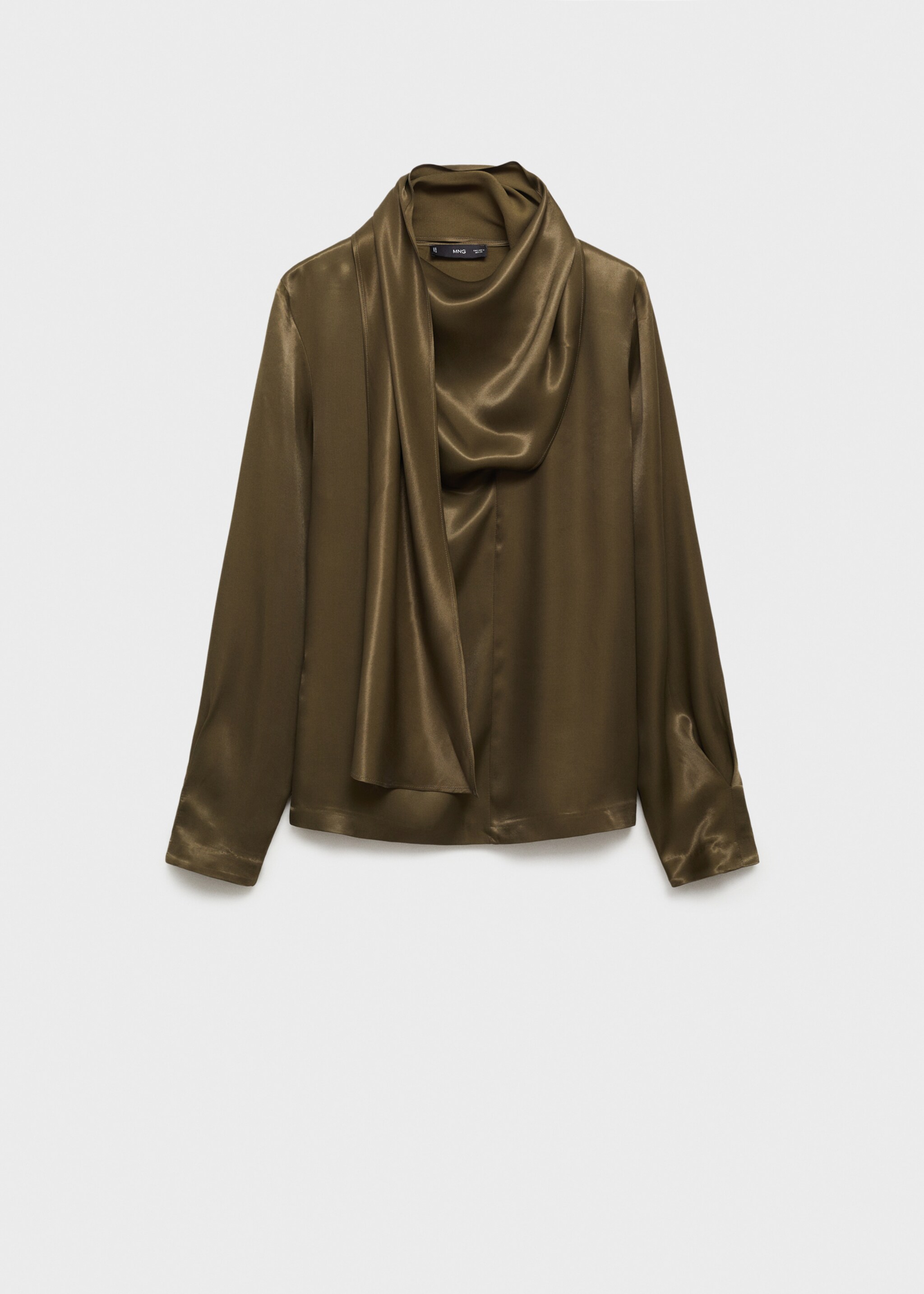Satin blouse with bow - Article without model, Khaki. Ref: 77037937-00.