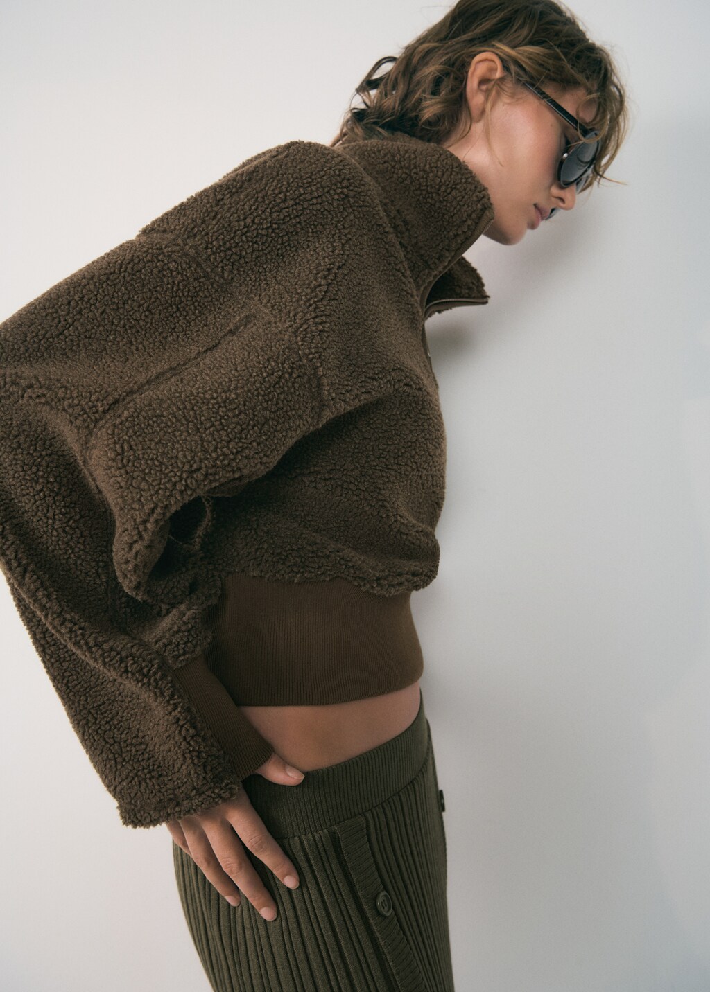 Fleece sweatshirt with zip - Women | MANGO OUTLET USA