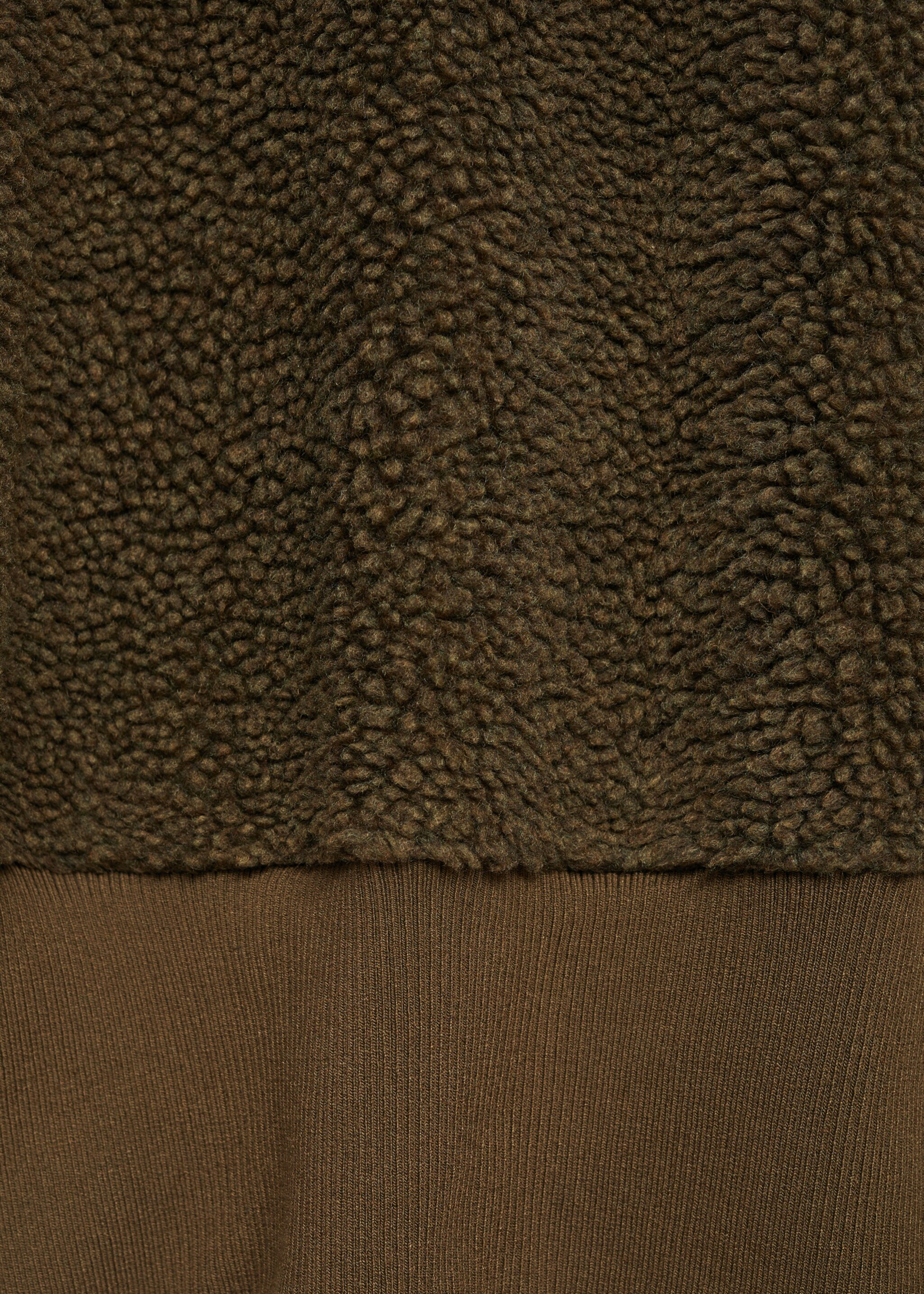 Sweat-shirt effet moutonné fermeture Éclair - Détail de l'article 0, Kaki. Ref: 77037938-00.